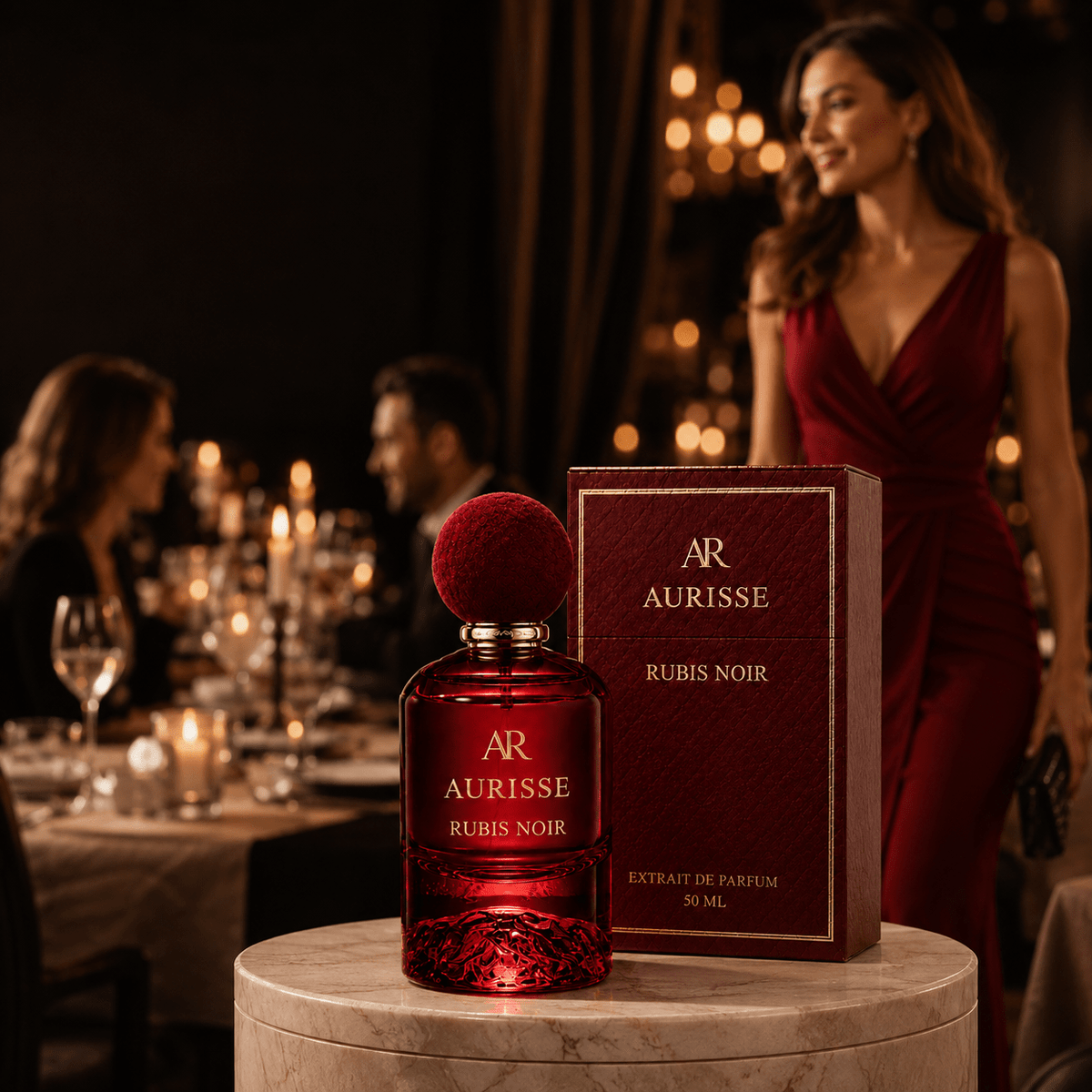 Aurisse Rubis Noir — Rose & Musk Perfume for Women, 50ml