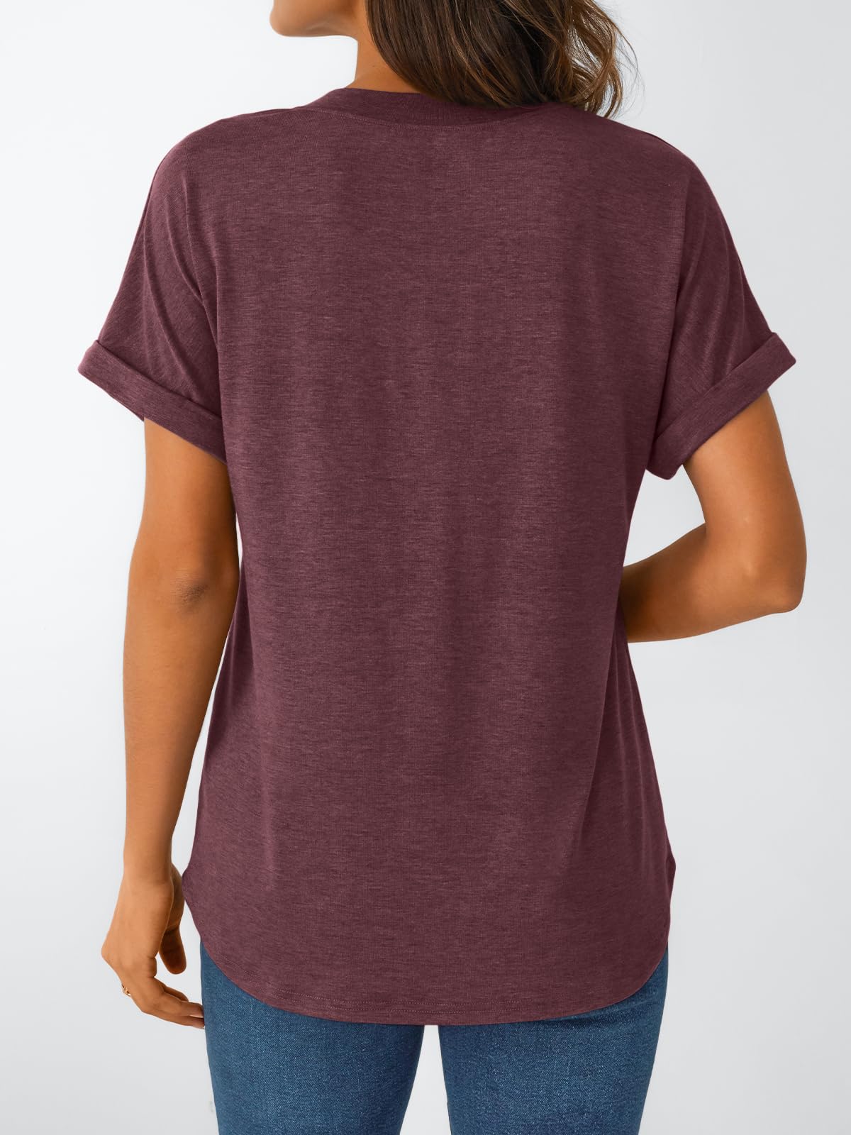 AUTOMET Women's Short Sleeve Shirts Henley Dressy Casual Summer Tops 2025 Trendy Blouses Cute T-Shirts Outfits Clothes