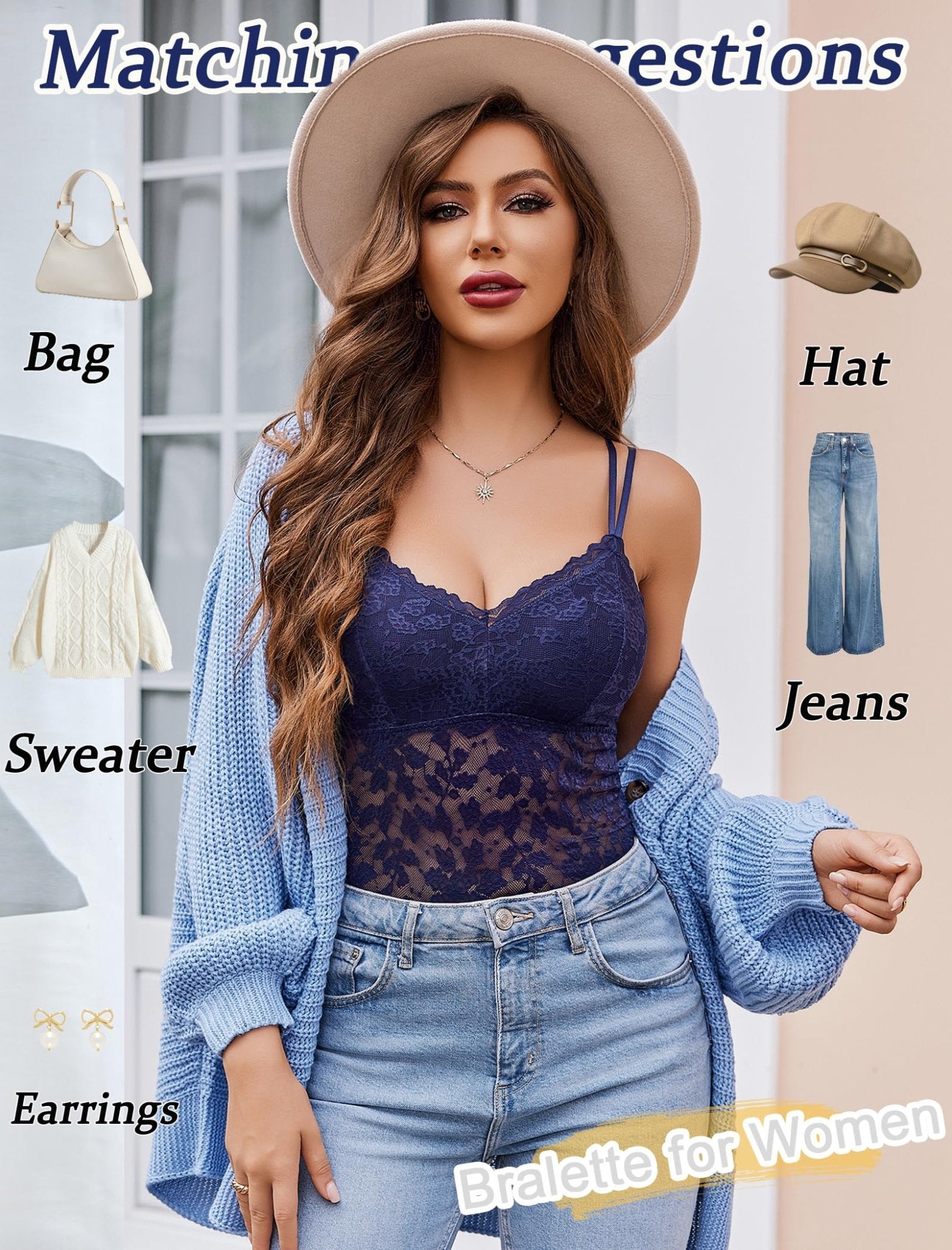 Avidlove Lace Bralette for Women V Neck Camisole Lingerie Spaghetti Strap Tube Slim Tank Top