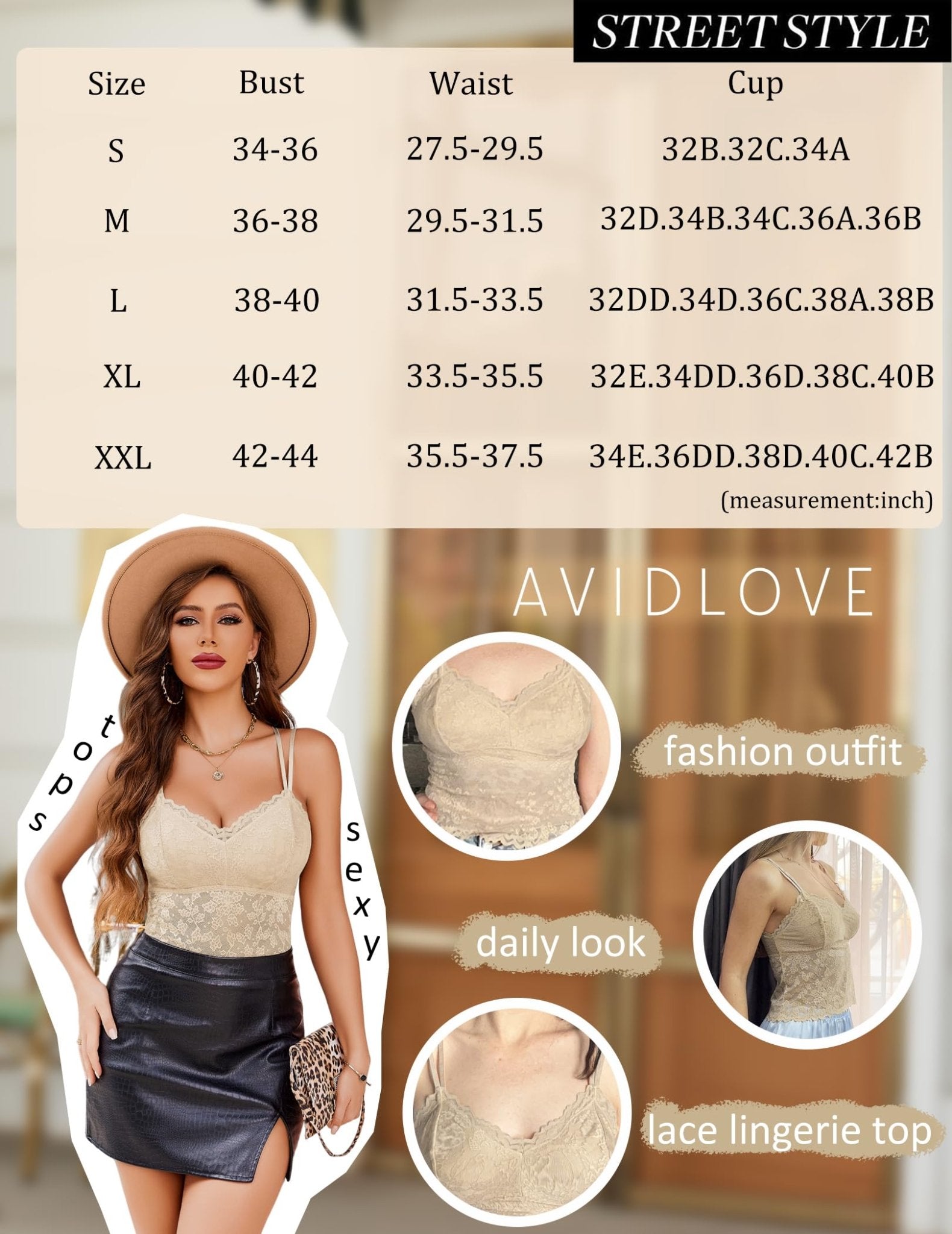 Avidlove Lace Bralette for Women V Neck Camisole Lingerie Spaghetti Strap Tube Slim Tank Top