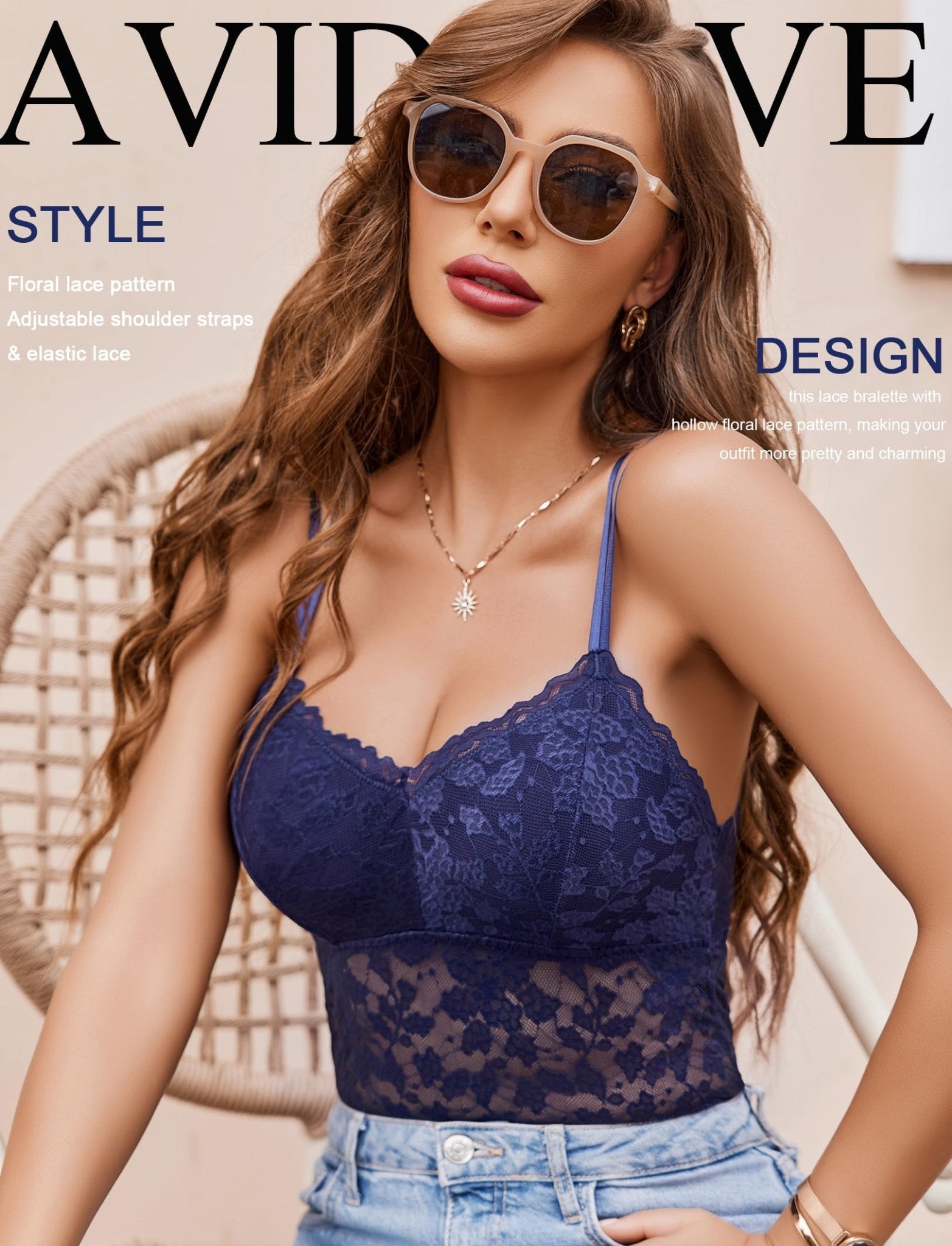 Avidlove Lace Bralette for Women V Neck Camisole Lingerie Spaghetti Strap Tube Slim Tank Top