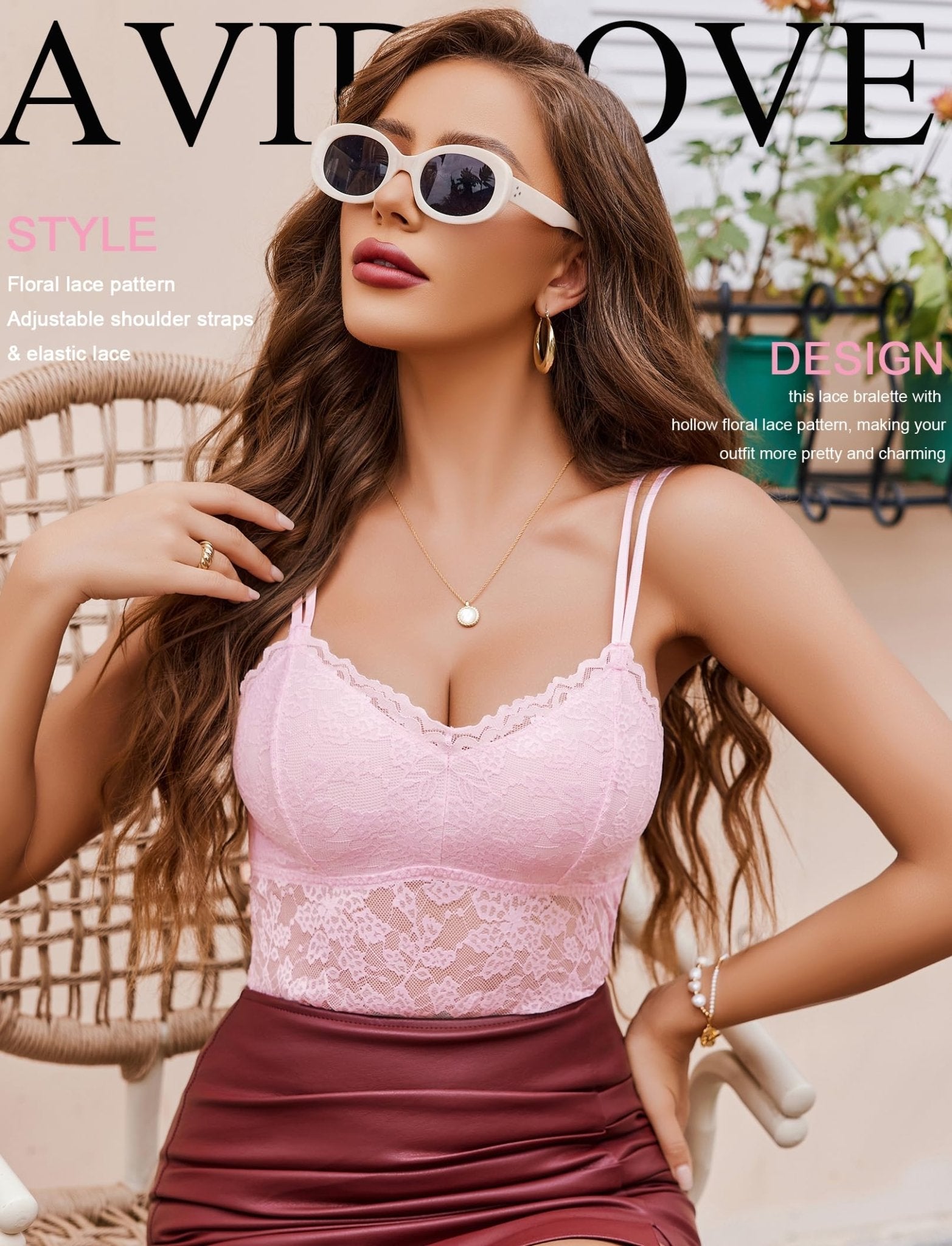 Avidlove Lace Bralette for Women V Neck Camisole Lingerie Spaghetti Strap Tube Slim Tank Top