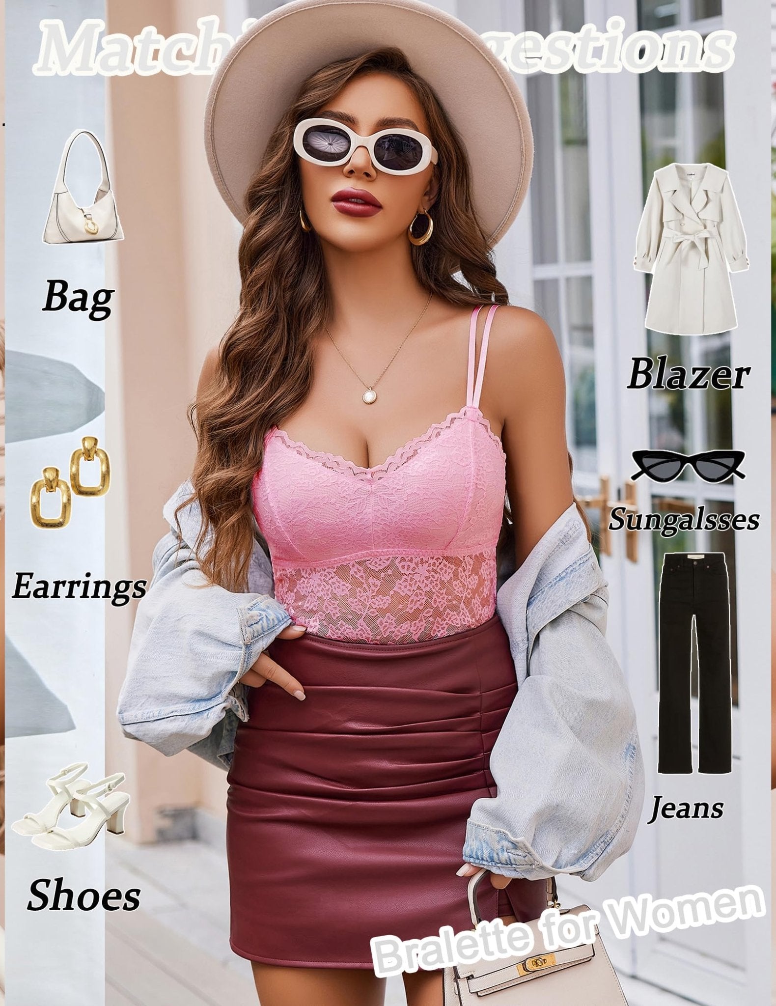 Avidlove Lace Bralette for Women V Neck Camisole Lingerie Spaghetti Strap Tube Slim Tank Top