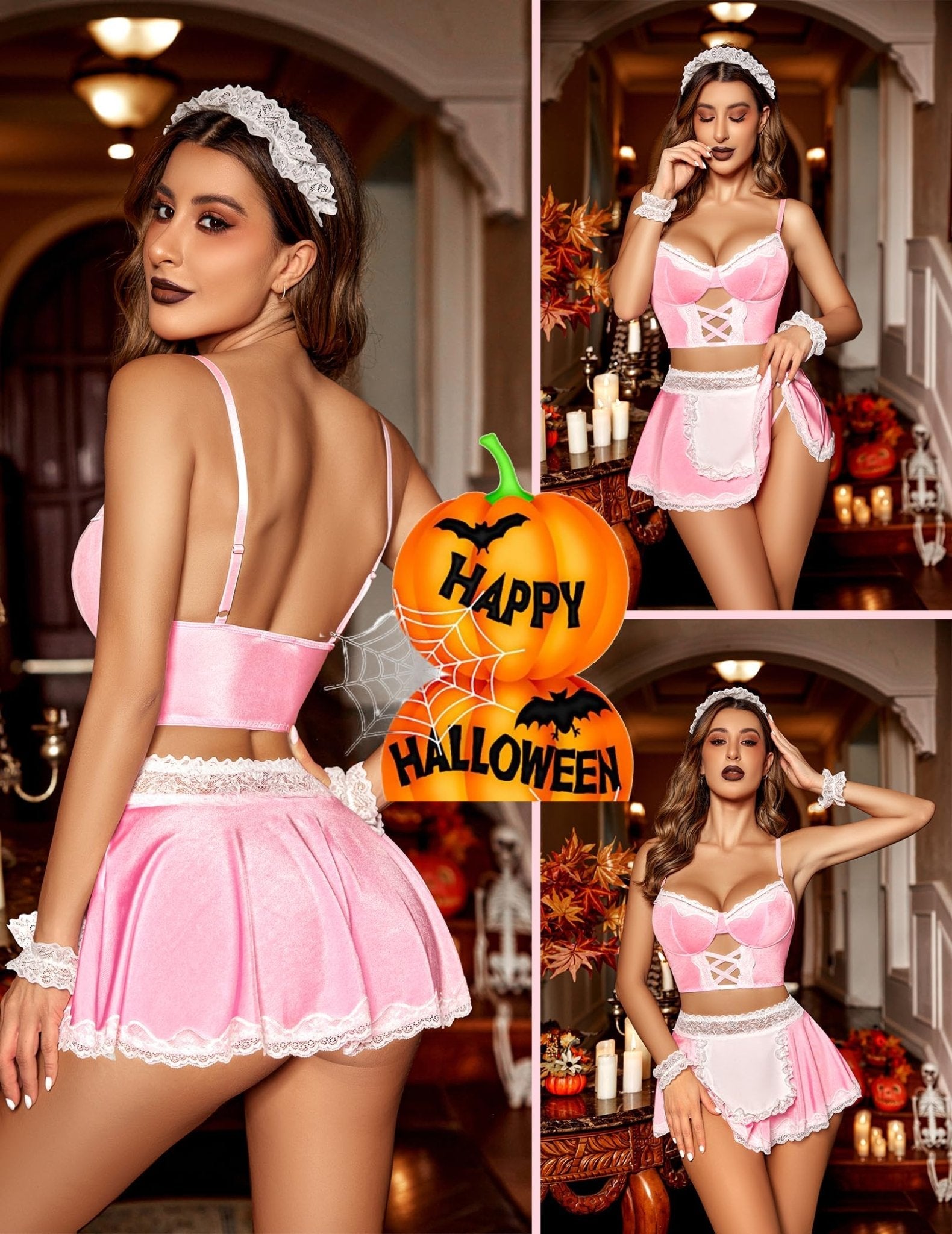 Avidlove Sexy Lingerie for Women Cosplay Lingerie Set Contrast Lace Maid Costume Set(5pack)