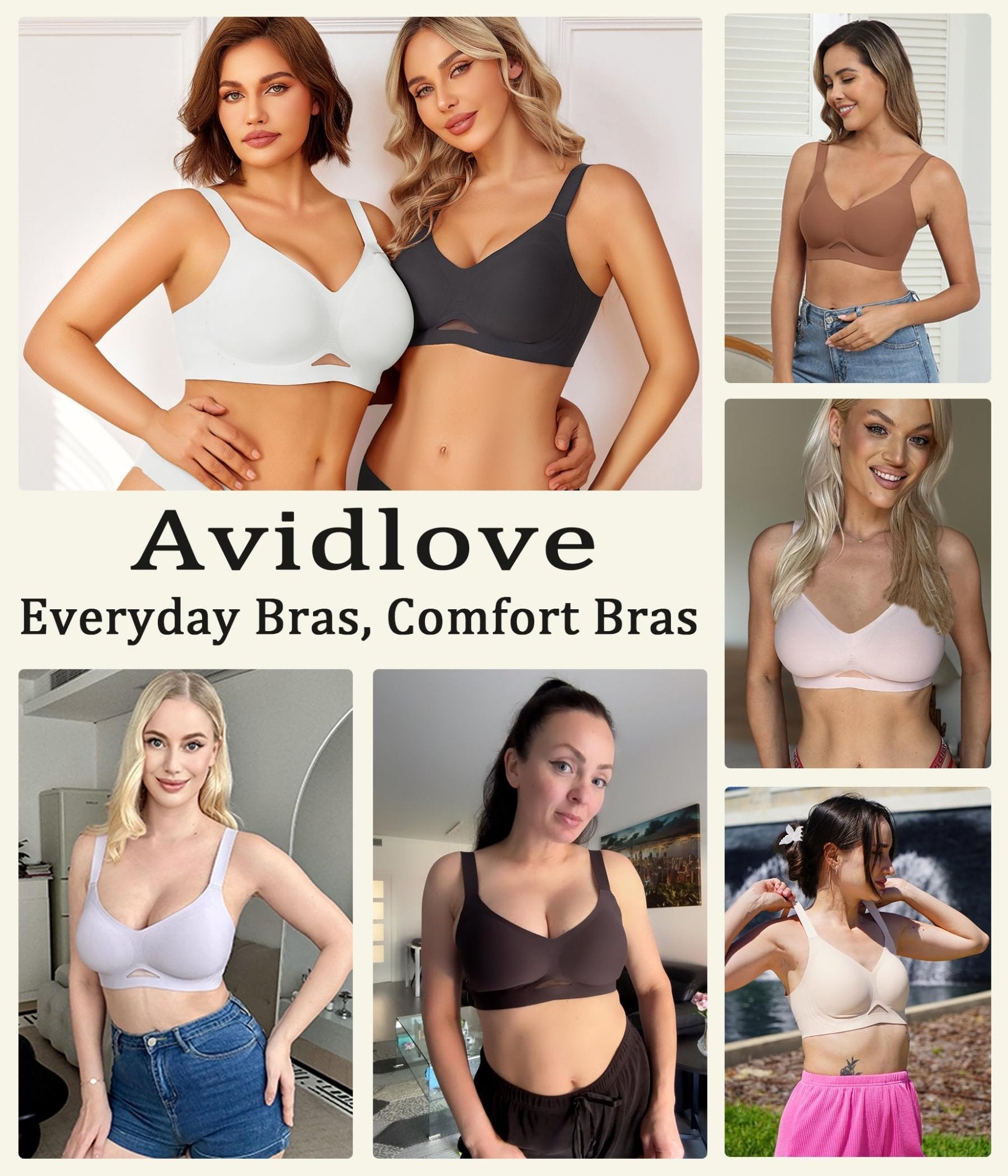 Avidlove Wireless Bras for Women Bras No Underwire Seamless Push Up Bralette Full Coverage Comfort Bra Everyday Bra