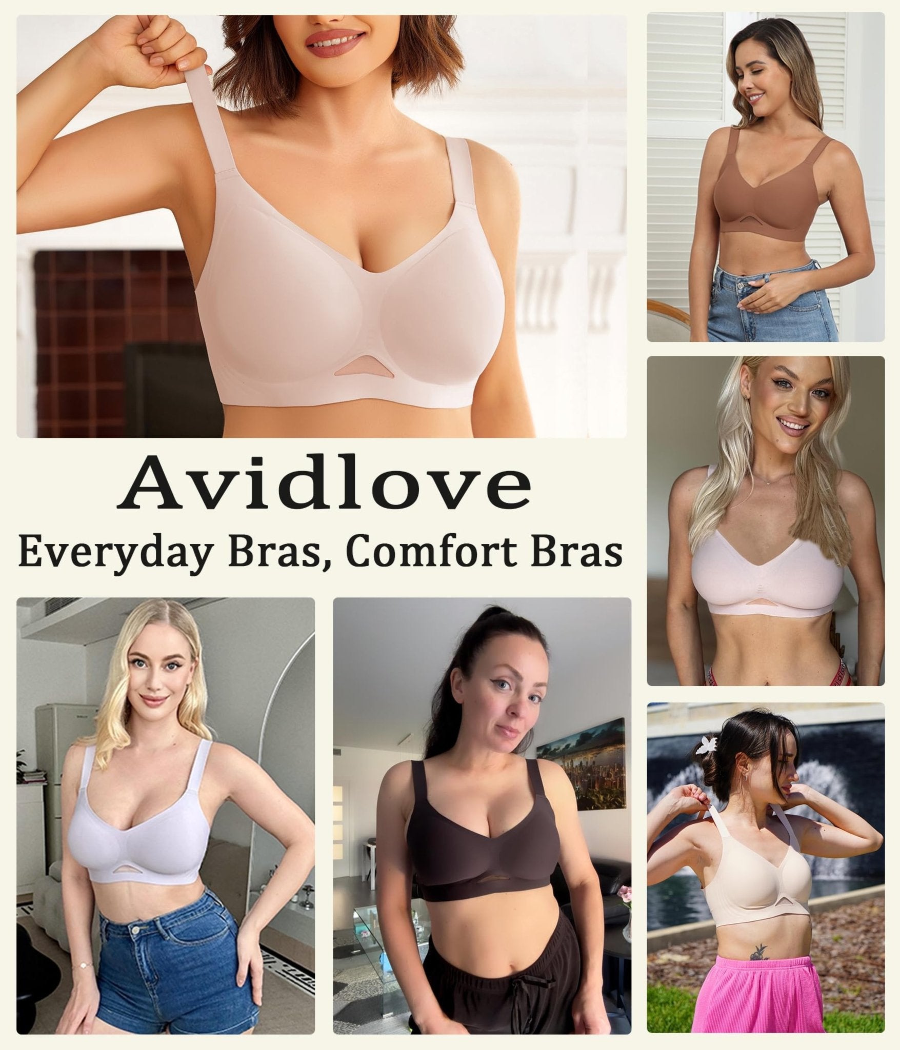 Avidlove Wireless Bras for Women Bras No Underwire Seamless Push Up Bralette Full Coverage Comfort Bra Everyday Bra