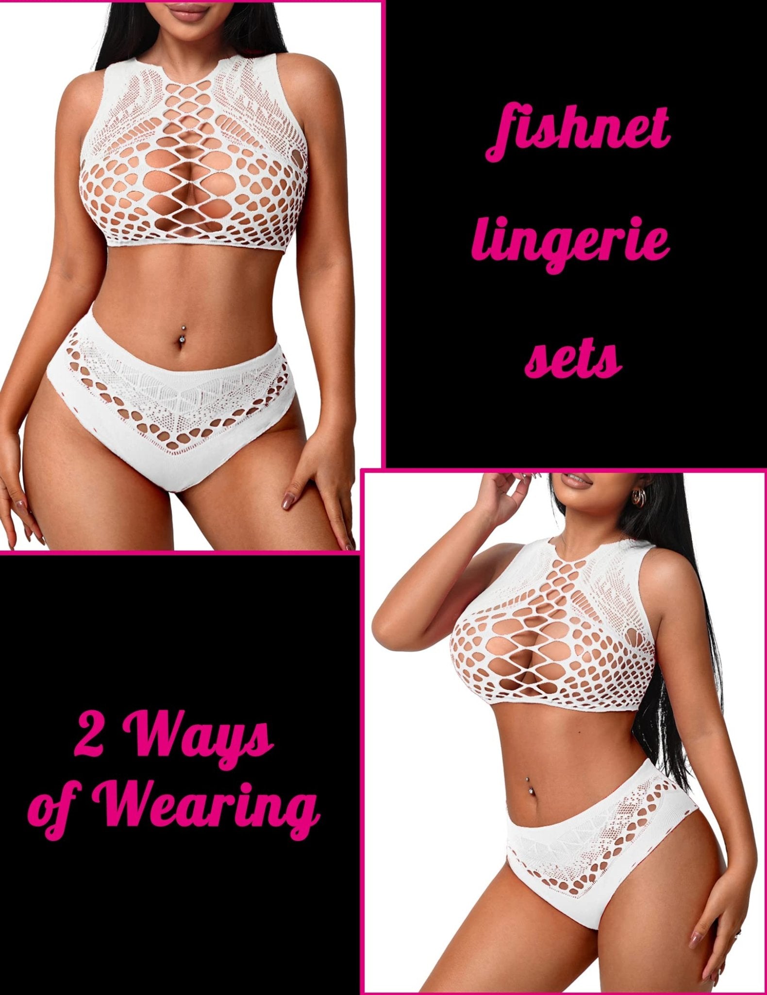 Avidlove Womens Fishnet Lingerie for Women Sexy Two Piece Lingerie Set Stripper Outfit