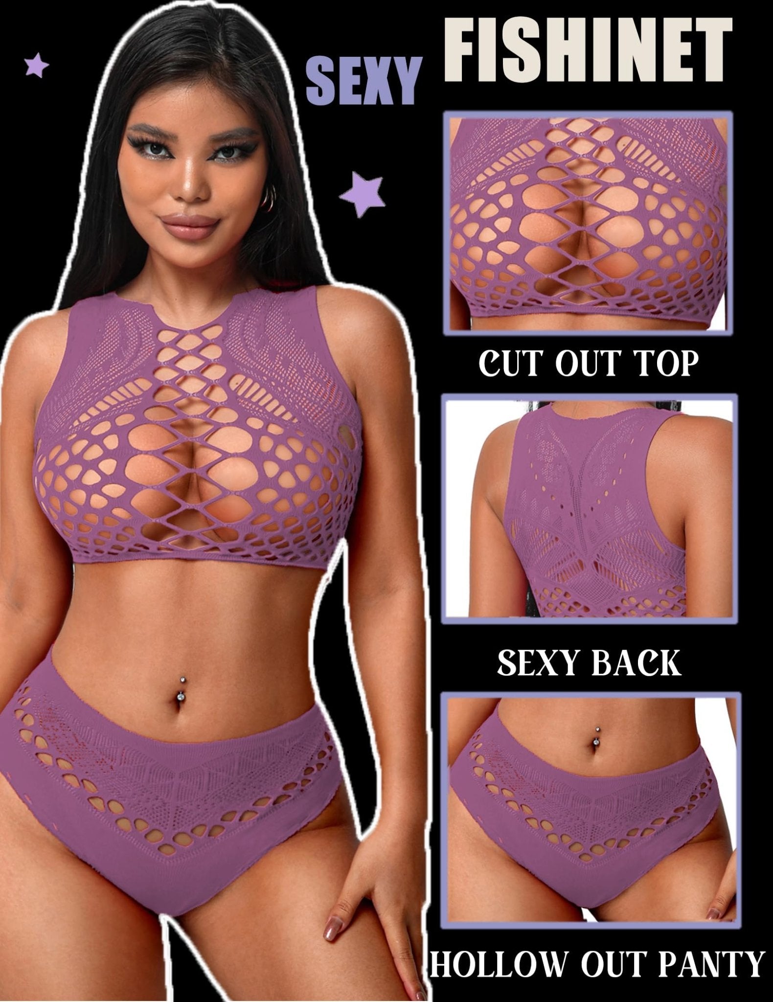 Avidlove Womens Fishnet Lingerie for Women Sexy Two Piece Lingerie Set Stripper Outfit