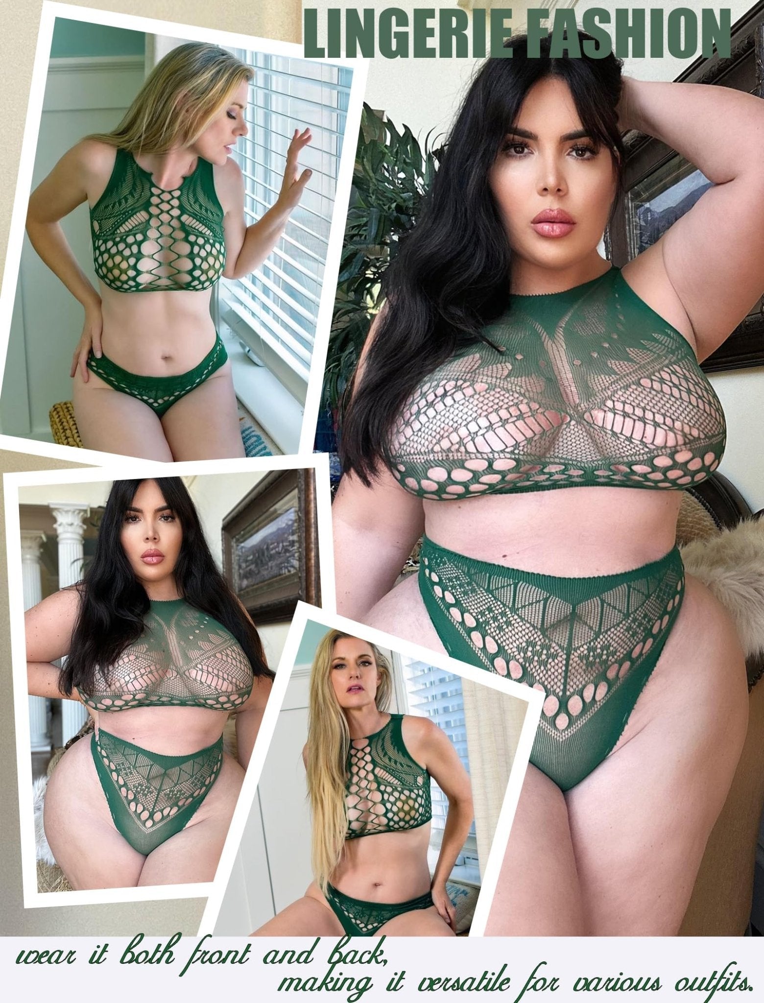 Avidlove Womens Fishnet Lingerie for Women Sexy Two Piece Lingerie Set Stripper Outfit