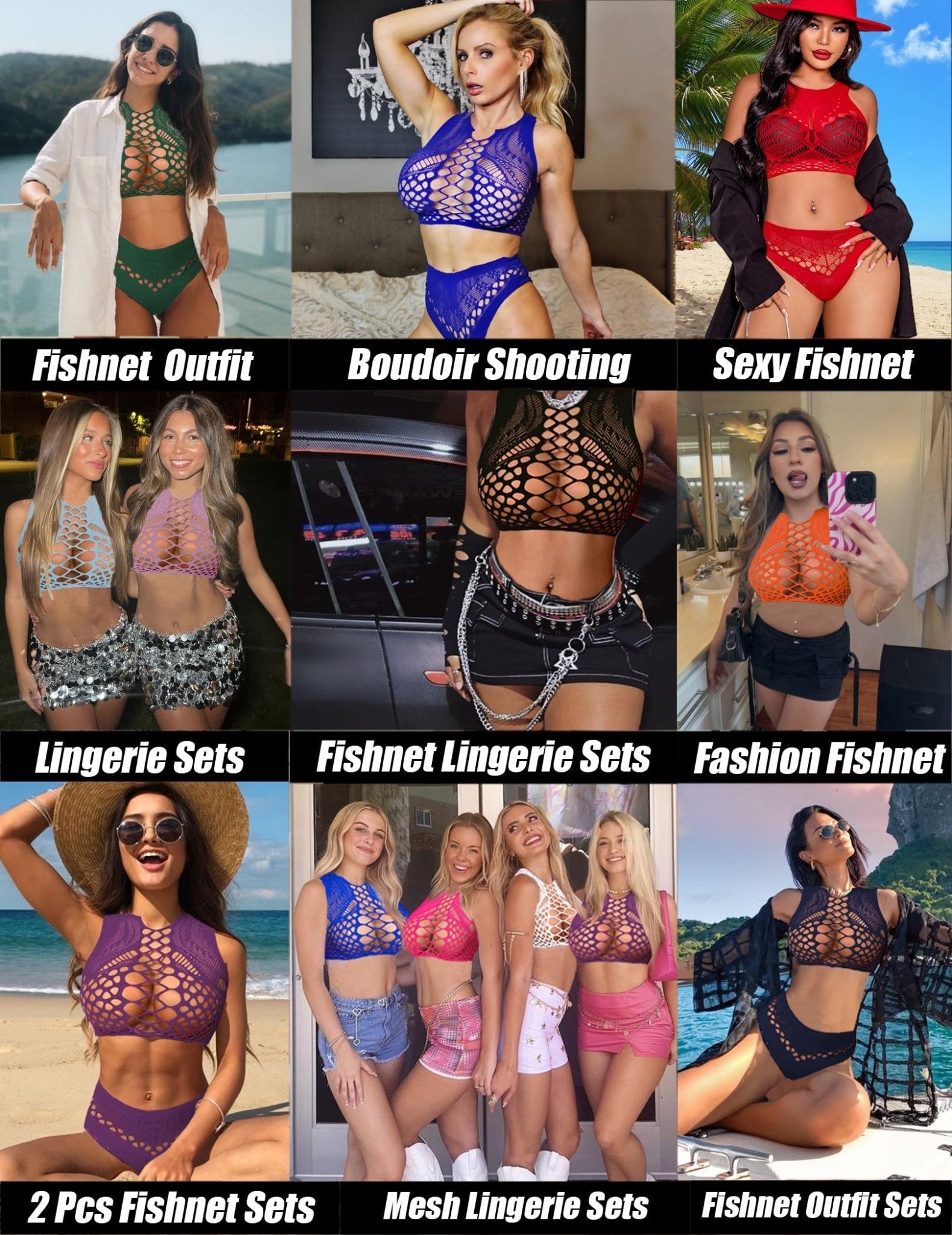 Avidlove Womens Fishnet Lingerie for Women Sexy Two Piece Lingerie Set Stripper Outfit