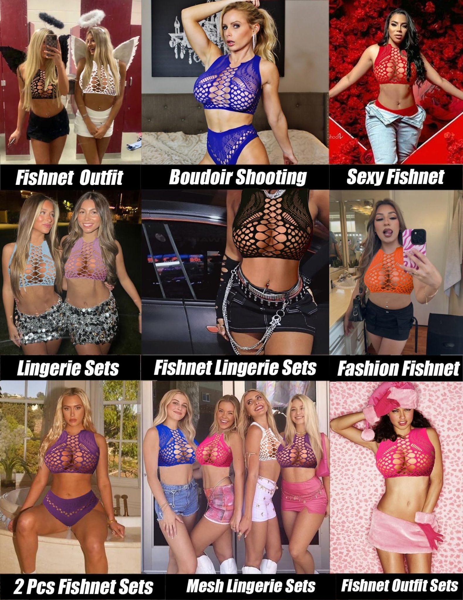 Avidlove Womens Fishnet Lingerie for Women Sexy Two Piece Lingerie Set Stripper Outfit