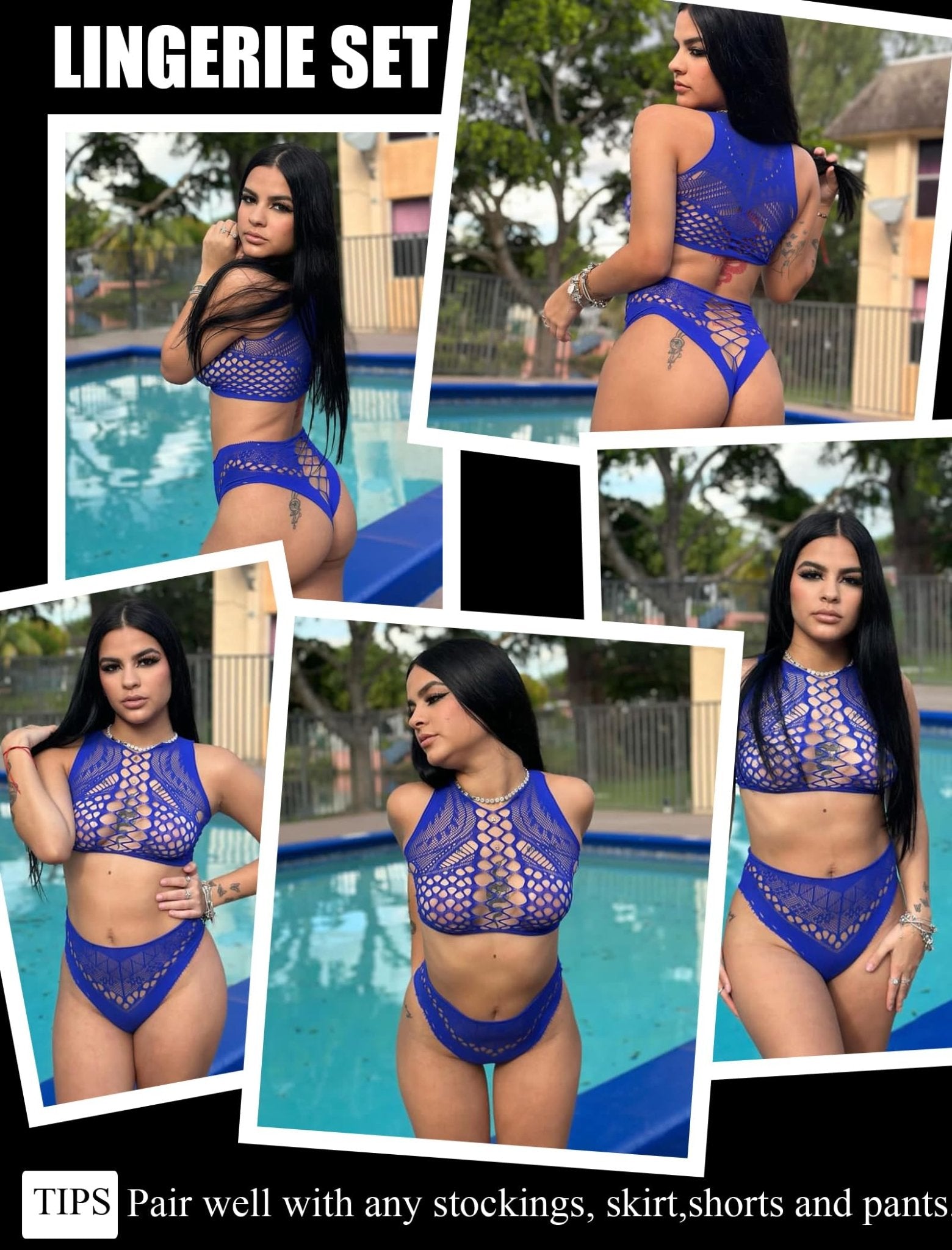 Avidlove Womens Fishnet Lingerie for Women Sexy Two Piece Lingerie Set Stripper Outfit