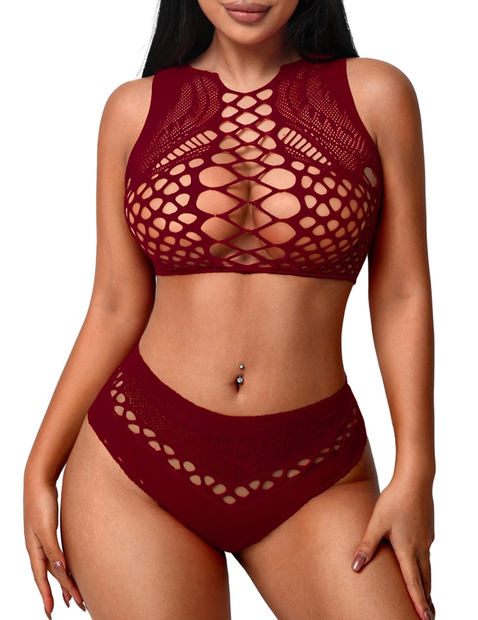 Avidlove Womens Fishnet Lingerie for Women Sexy Two Piece Lingerie Set Stripper Outfit