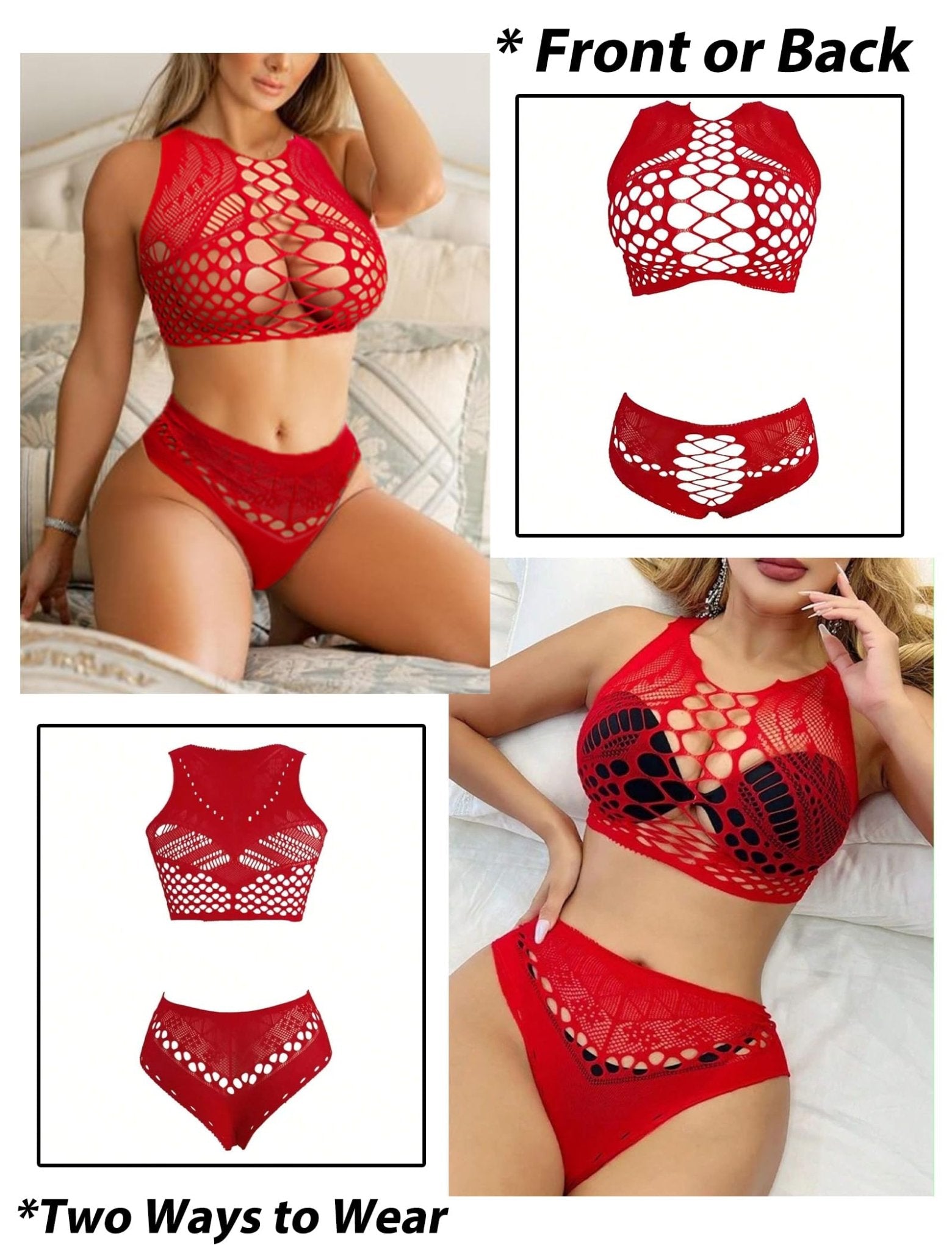 Avidlove Womens Fishnet Lingerie for Women Sexy Two Piece Lingerie Set Stripper Outfit