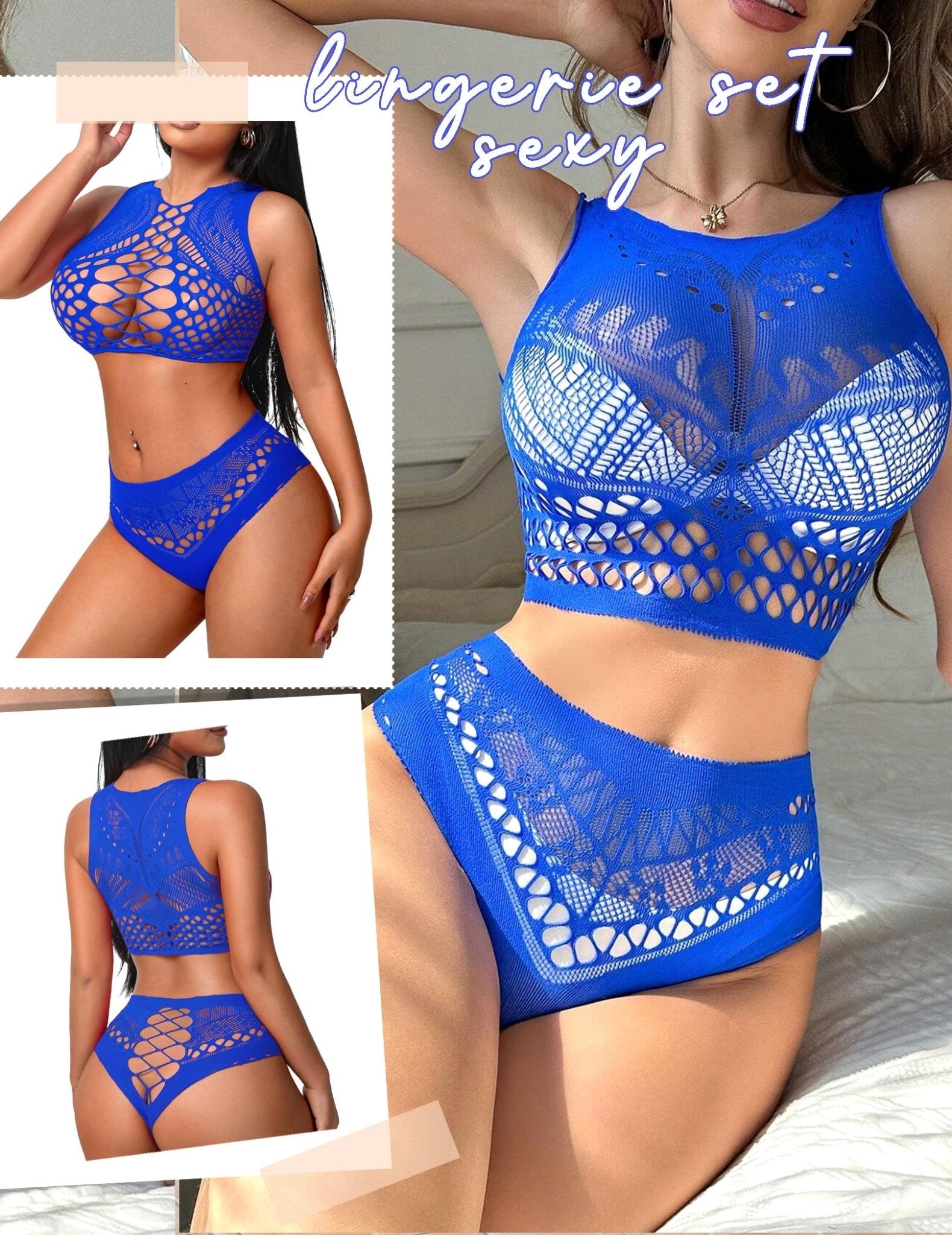 Avidlove Womens Fishnet Lingerie for Women Sexy Two Piece Lingerie Set Stripper Outfit