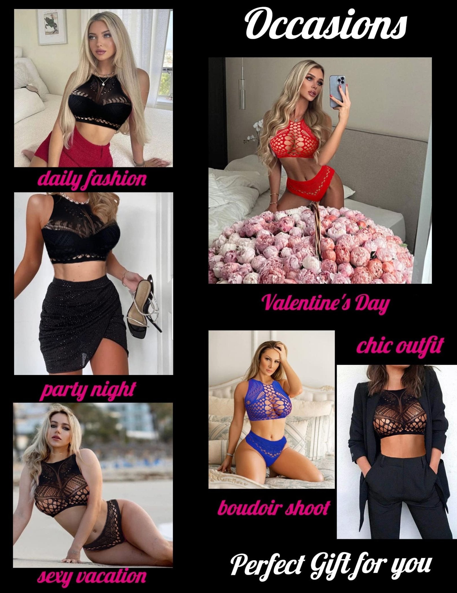 Avidlove Womens Fishnet Lingerie for Women Sexy Two Piece Lingerie Set Stripper Outfit