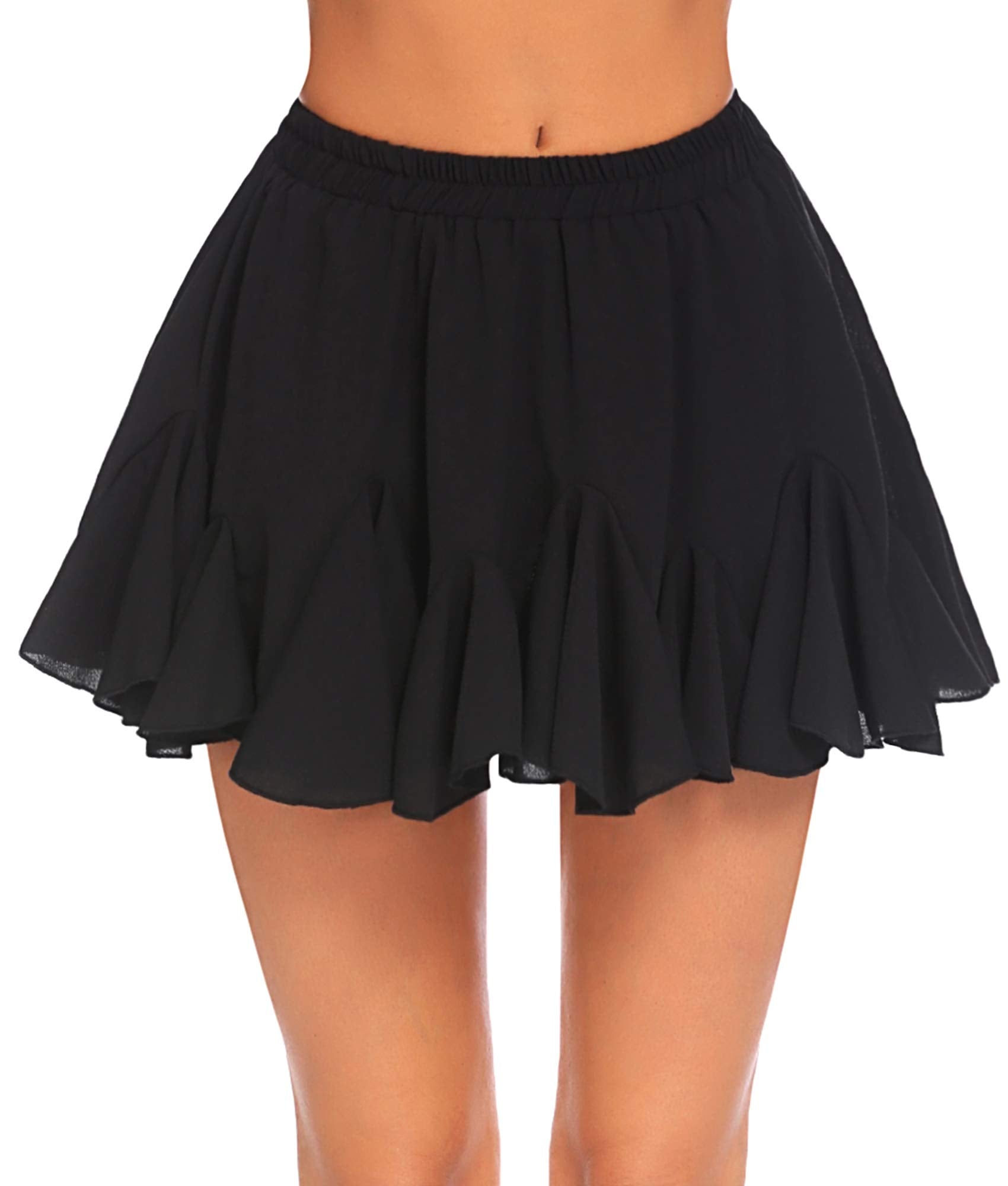 Avidlove Women's Pleated Skater Skirt Basic Casual High Waisted Ruffles Flared Mini Lingerie Skirts