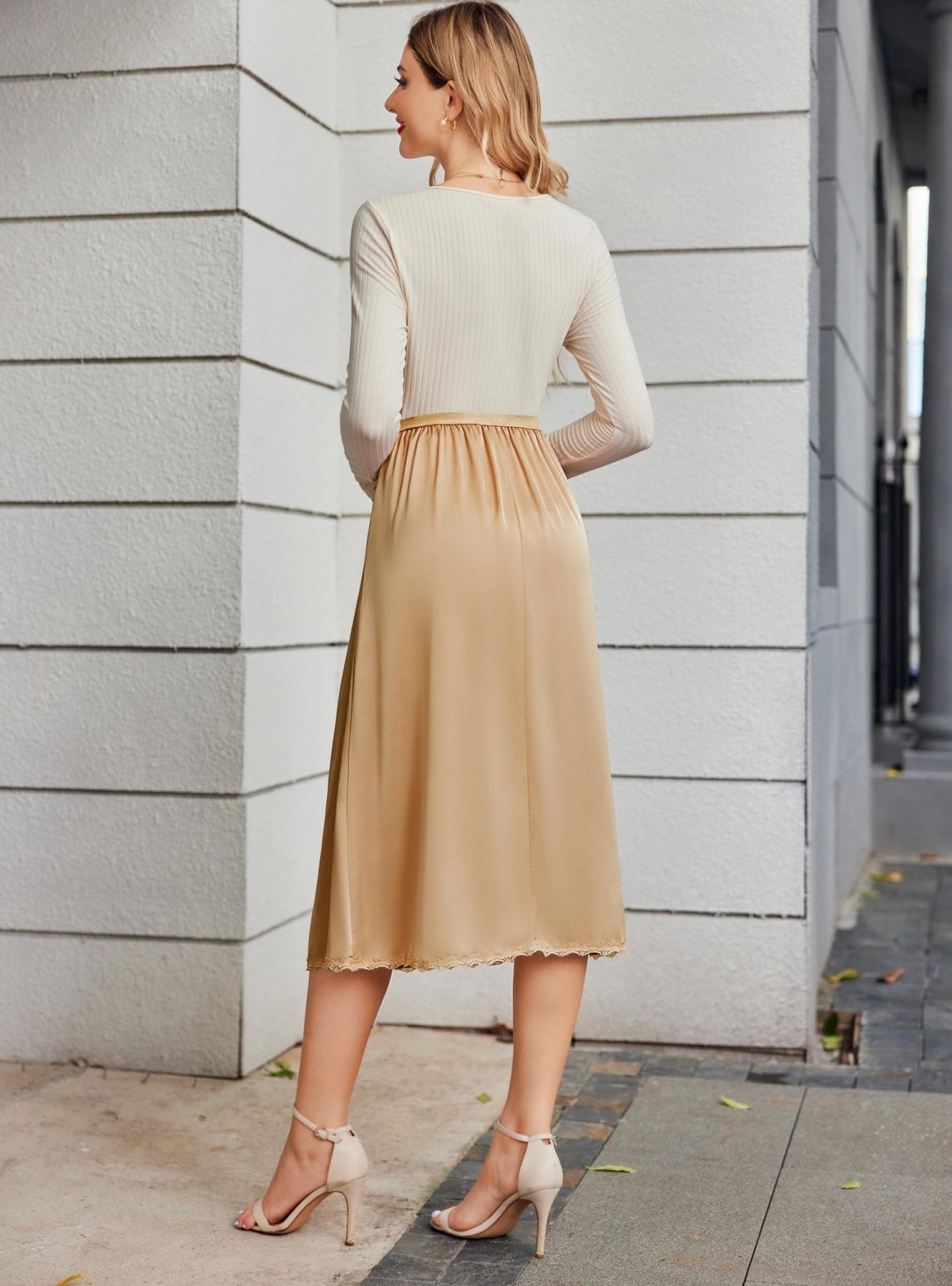 Avidlove Women's Satin Half Slip 36" Lace Long Underskirt S-XXL