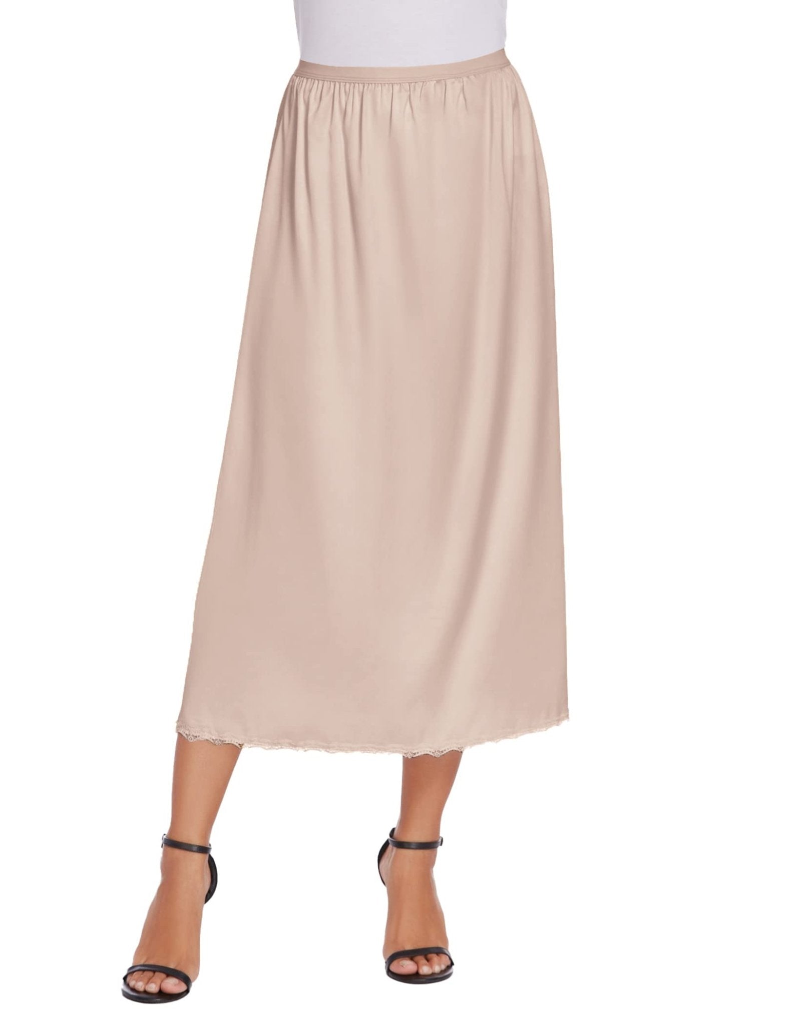 Avidlove Women's Satin Half Slip 36" Lace Long Underskirt S-XXL