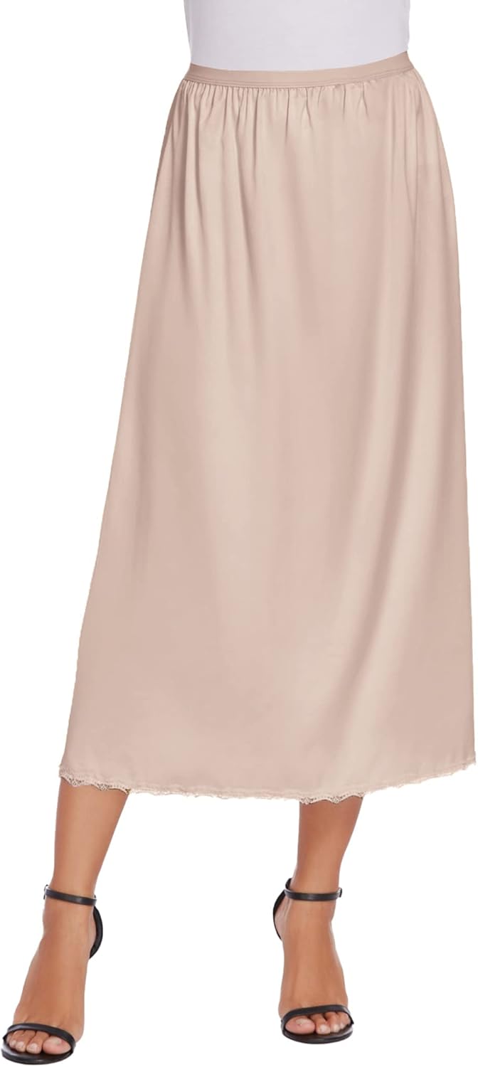 Avidlove Women's Satin Half Slip 36" Lace Long Underskirt S-XXL