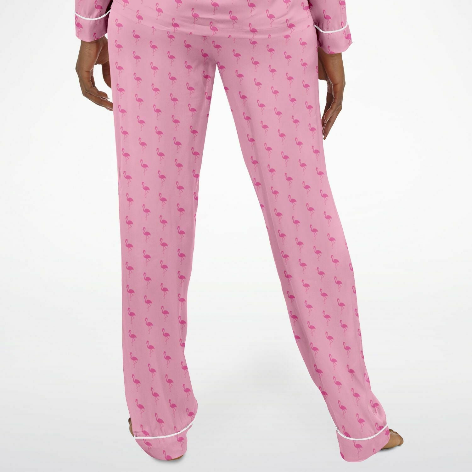 Simple Pink Flamingo Satin Pajamas