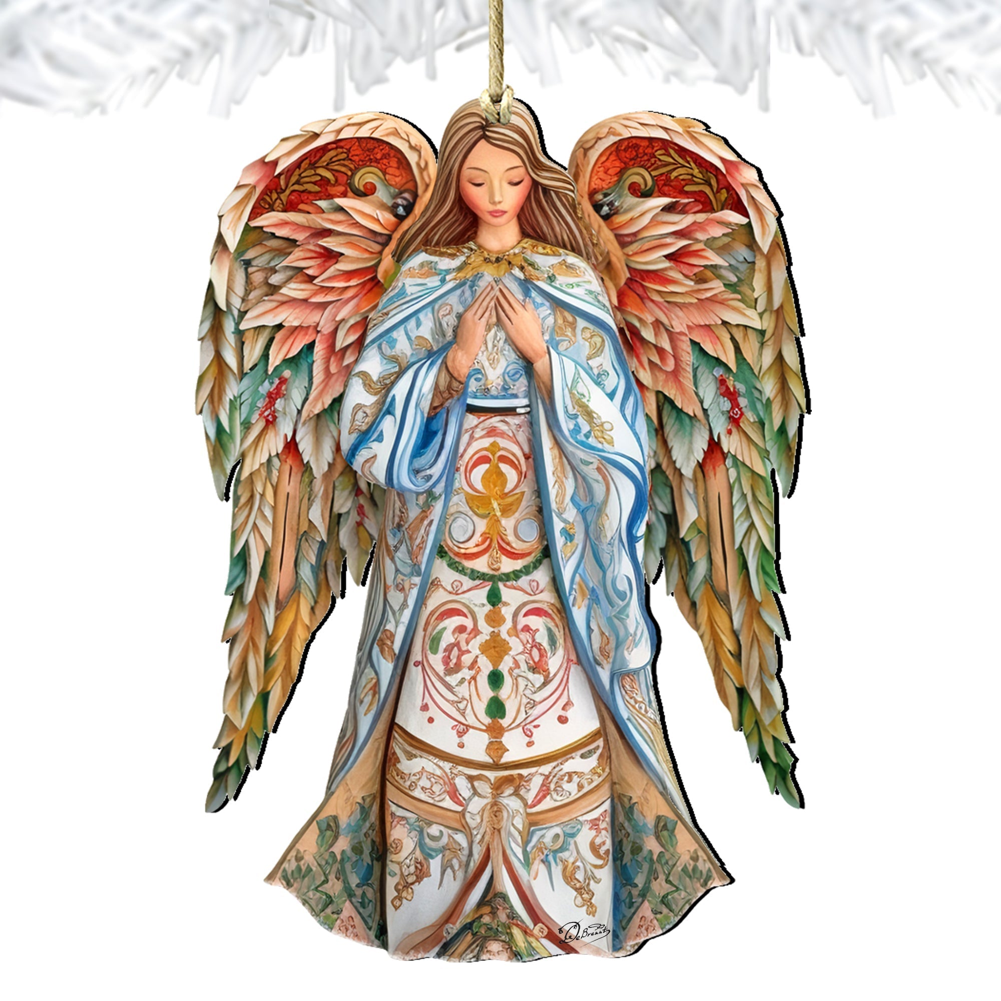 Elegant Angel of Hope Wooden Ornaments by G. DeBrekht Nativity Holiday Decor - 8611073