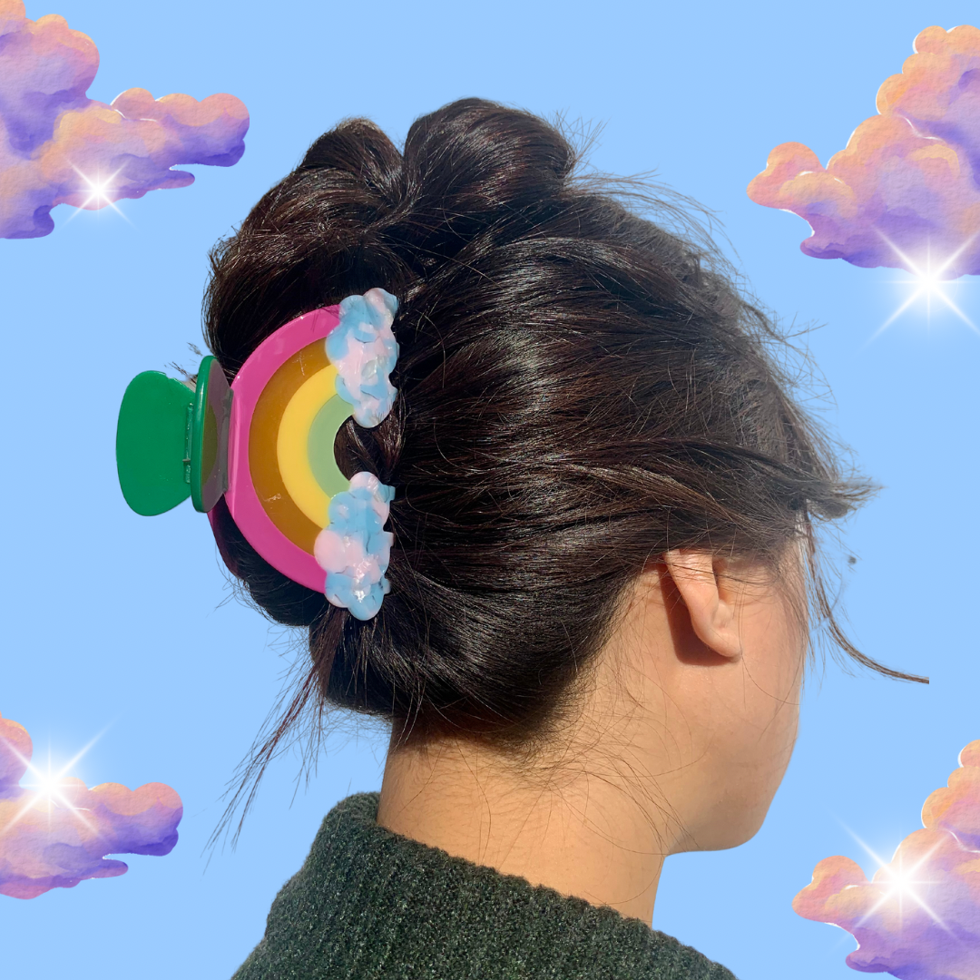 Rainbow Acetate Hair Claw