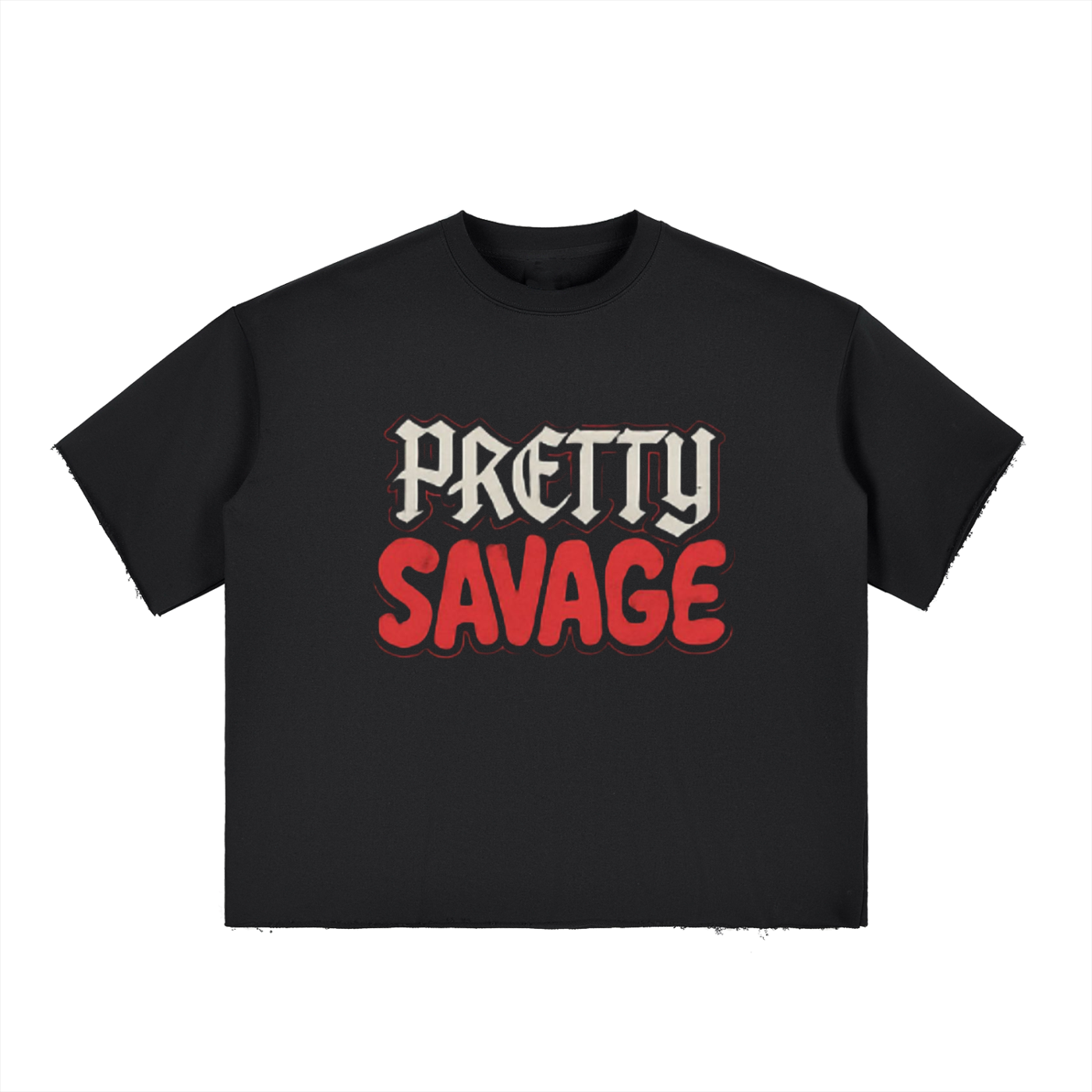 RiCHJVNKIE SOCIETY Boxy Half-Sleeve Raw-Edge T-Shirt