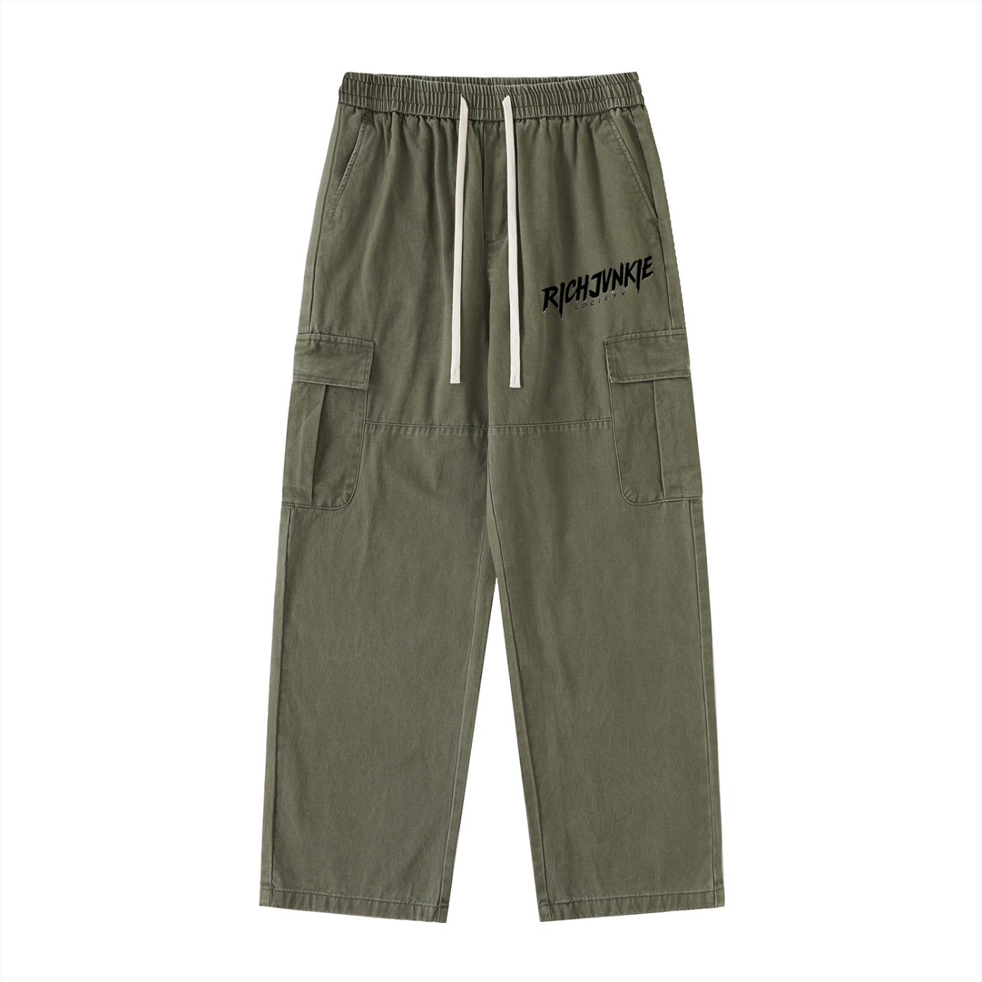 RichJvnkie Society Drawstring Waist Straight-Leg Cargo Pants