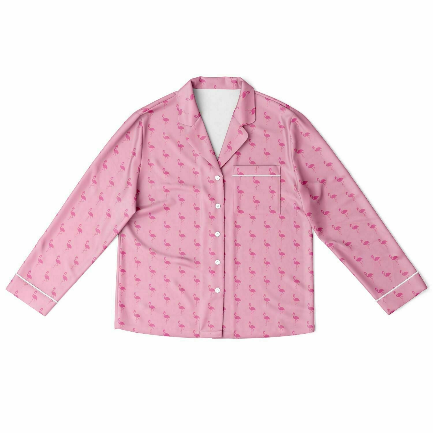Simple Pink Flamingo Satin Pajamas