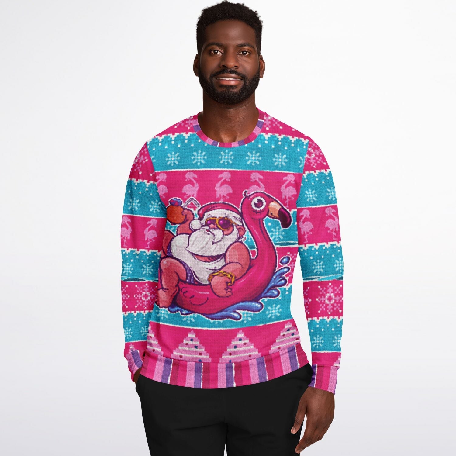 Relaxin' Santa Flamingo Ugly Christmas Sweatshirt