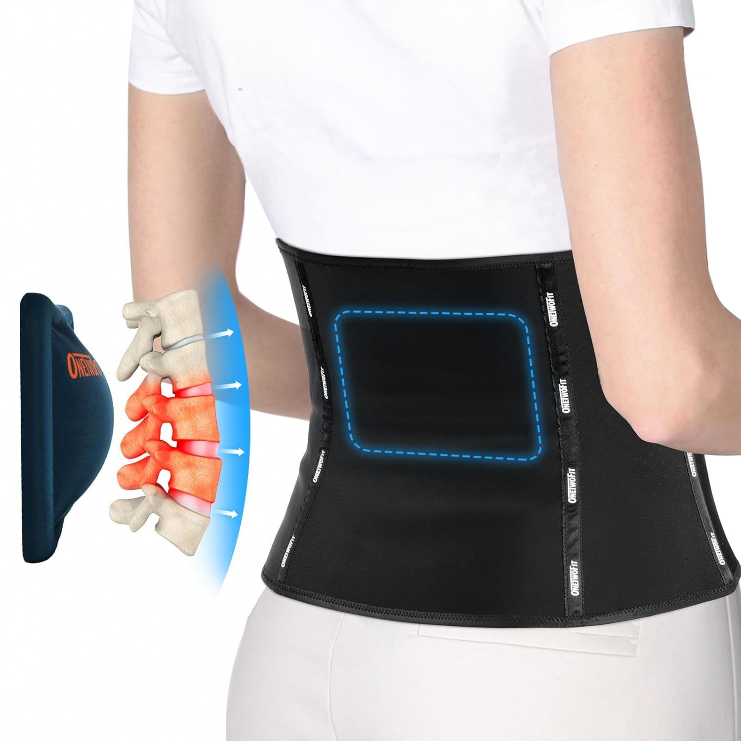 Back support for lower back pain size XL and XXL 10.63 x 6.3 x 2.76 in
