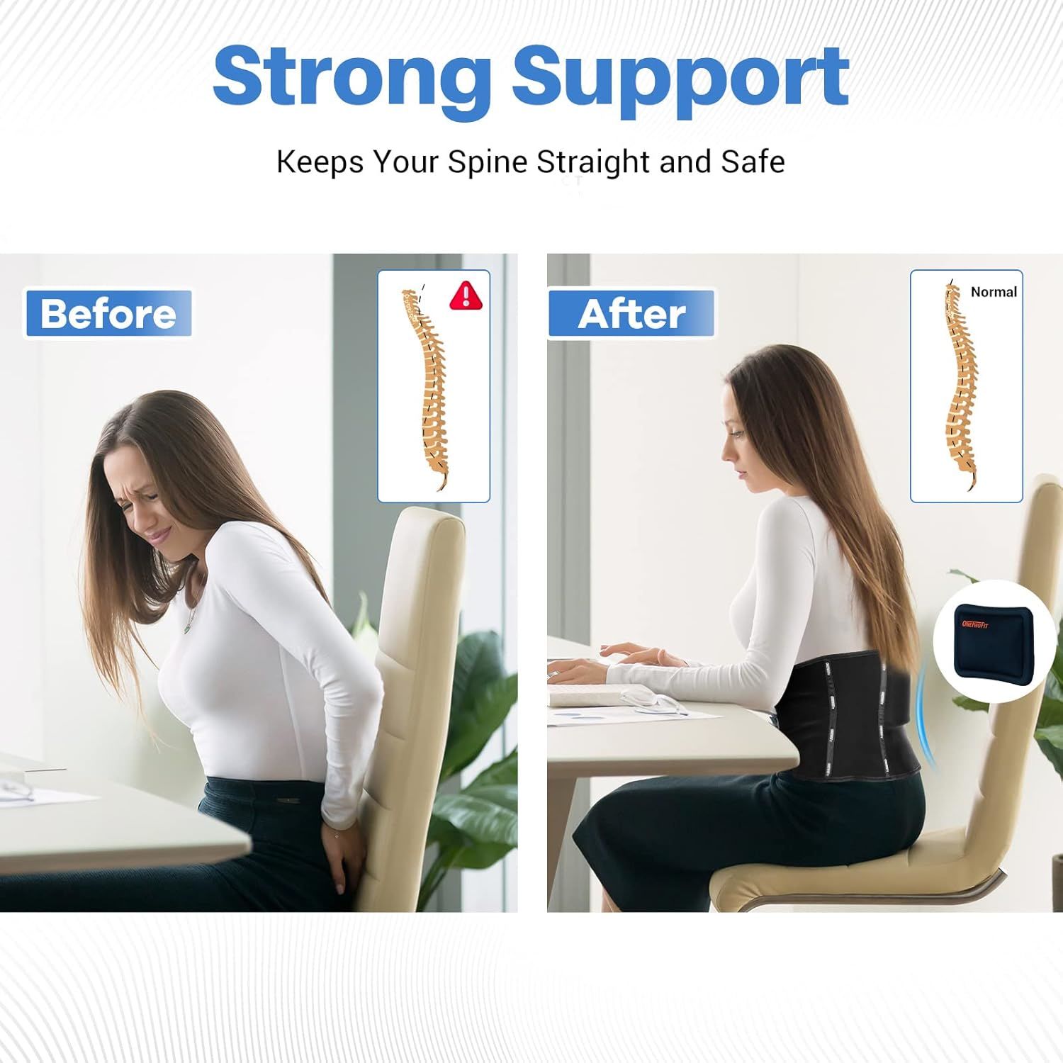 Back support for lower back pain size XL and XXL 10.63 x 6.3 x 2.76 in