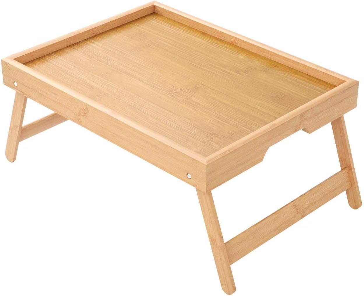 Bamboo Bed Tray Table with Foldable Legs - Multifunctional Breakfast Tray for Sofa, Bed, Eating, Working & Laptop Desk（Super Good qualiey） (Black)