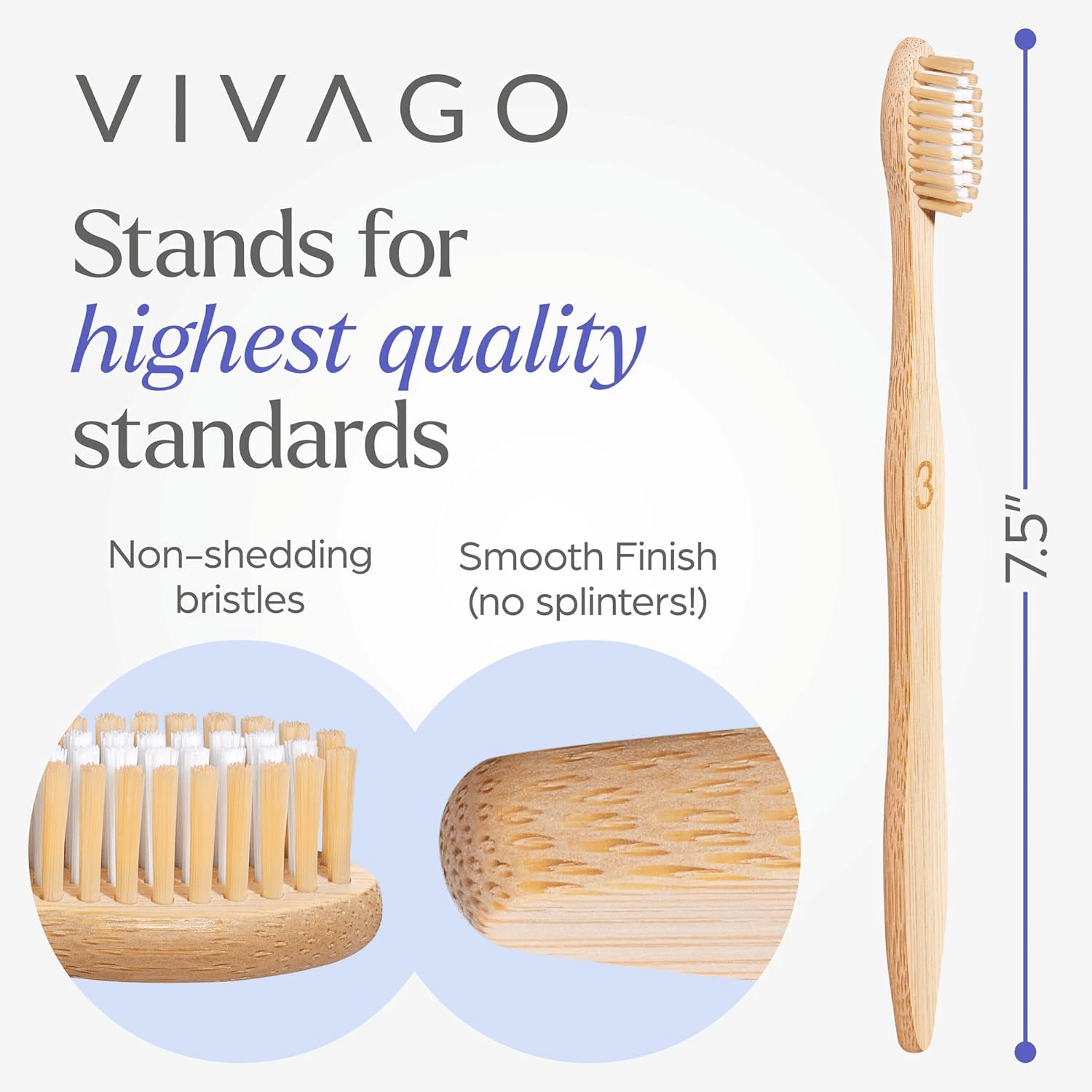 Bamboo Toothbrushes Medium Bristles 10 Pack - BPA Free Medium Bristles Toothbrushes for Adults | Eco-Friendly, Compostable & Biodegradable Toothbrush | Natural Wooden Toothbrushes