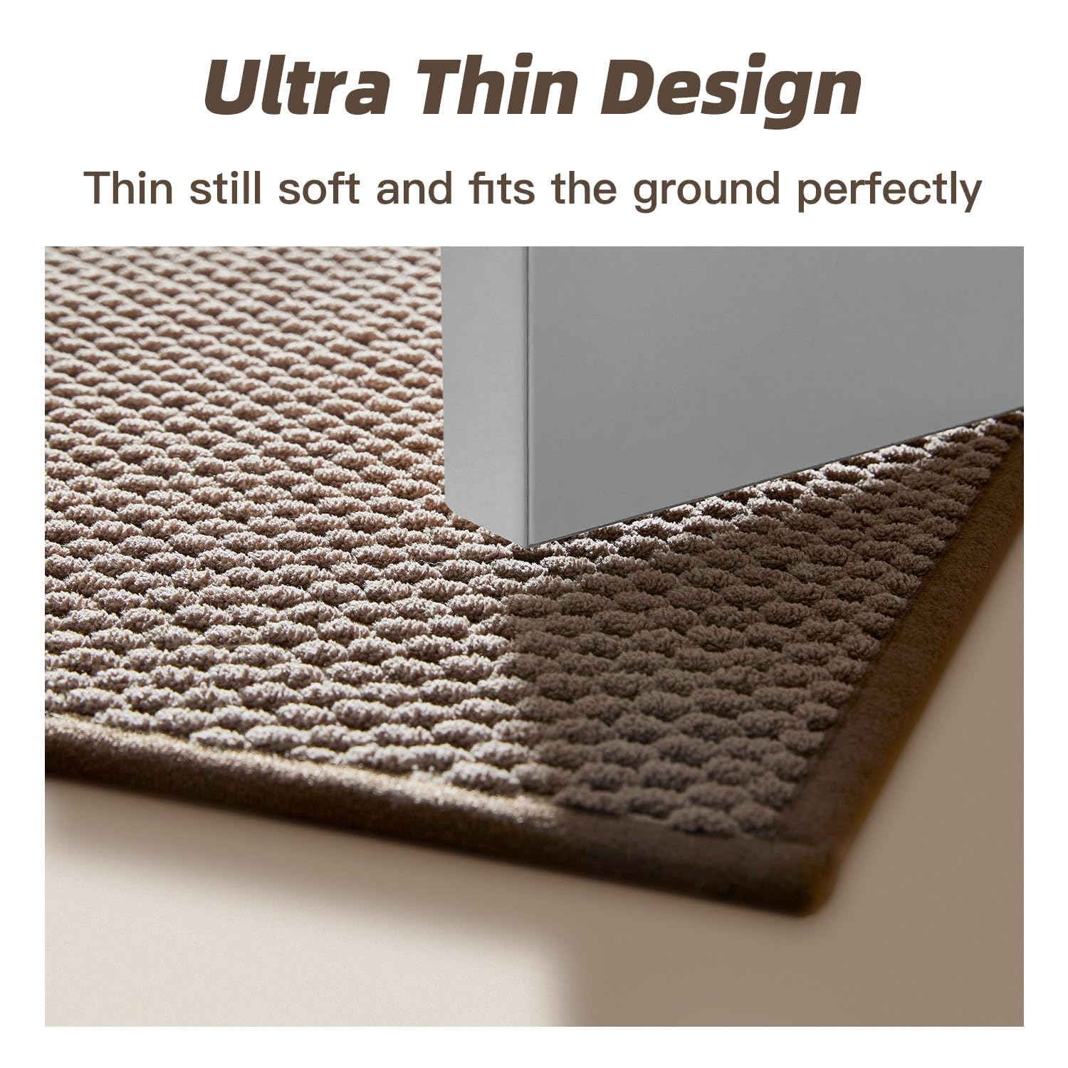 Bathroom Rug - Soft and Absorbent Chenille with Rubber Backing, Quick-Dry Mat Washable Runner Rug for Shower Floor, Bathmat Accessories and Decor Khaki 16"*24"