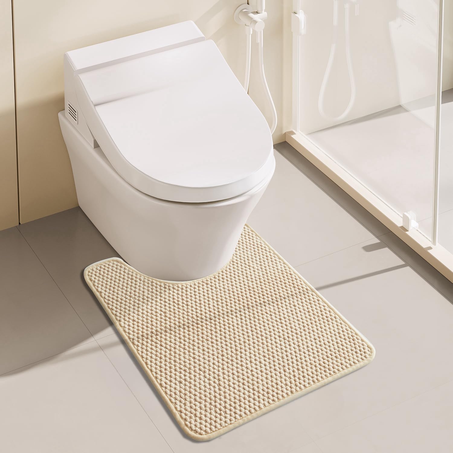 Bathroom Rug - Soft and Absorbent Chenille with Rubber Backing, Quick-Dry Mat Washable Runner Rug for Shower Floor, Bathmat Accessories and Decor Khaki 16"*24"