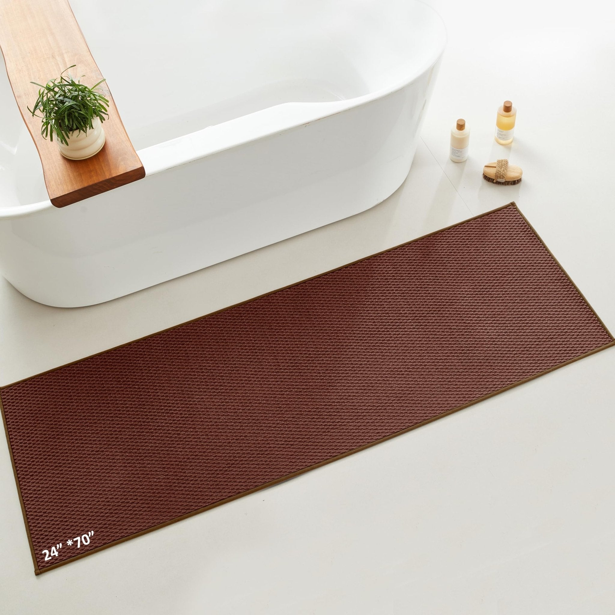 Bathroom Rug - Soft and Absorbent Chenille with Rubber Backing, Quick-Dry Mat Washable Runner Rug for Shower Floor, Bathmat Accessories and Decor Khaki 16"*24"