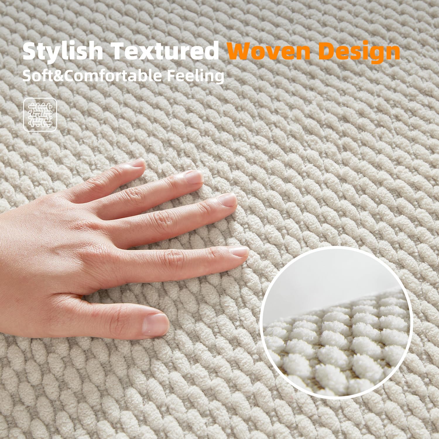 Bathroom Rug - Soft and Absorbent Chenille with Rubber Backing, Quick-Dry Mat Washable Runner Rug for Shower Floor, Bathmat Accessories and Decor Khaki 16"*24"