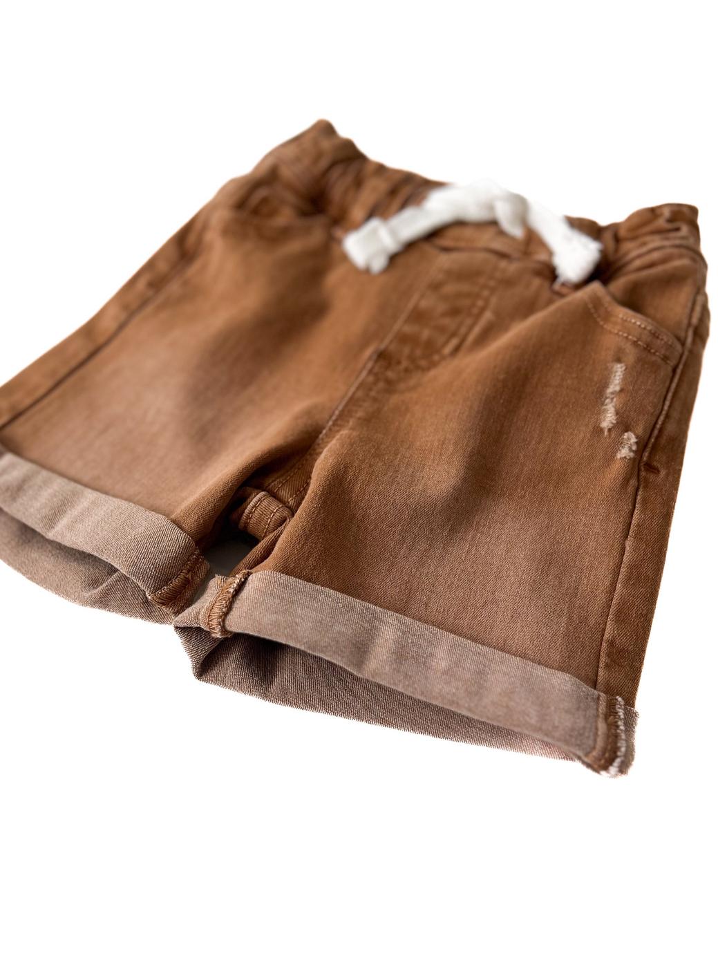 Baby Boys Rolled Denim Short - Dark Camel