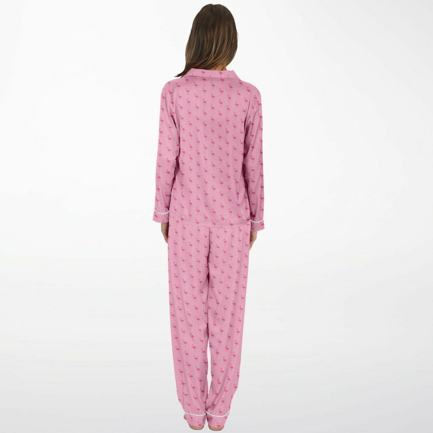 Simple Pink Flamingo Satin Pajamas