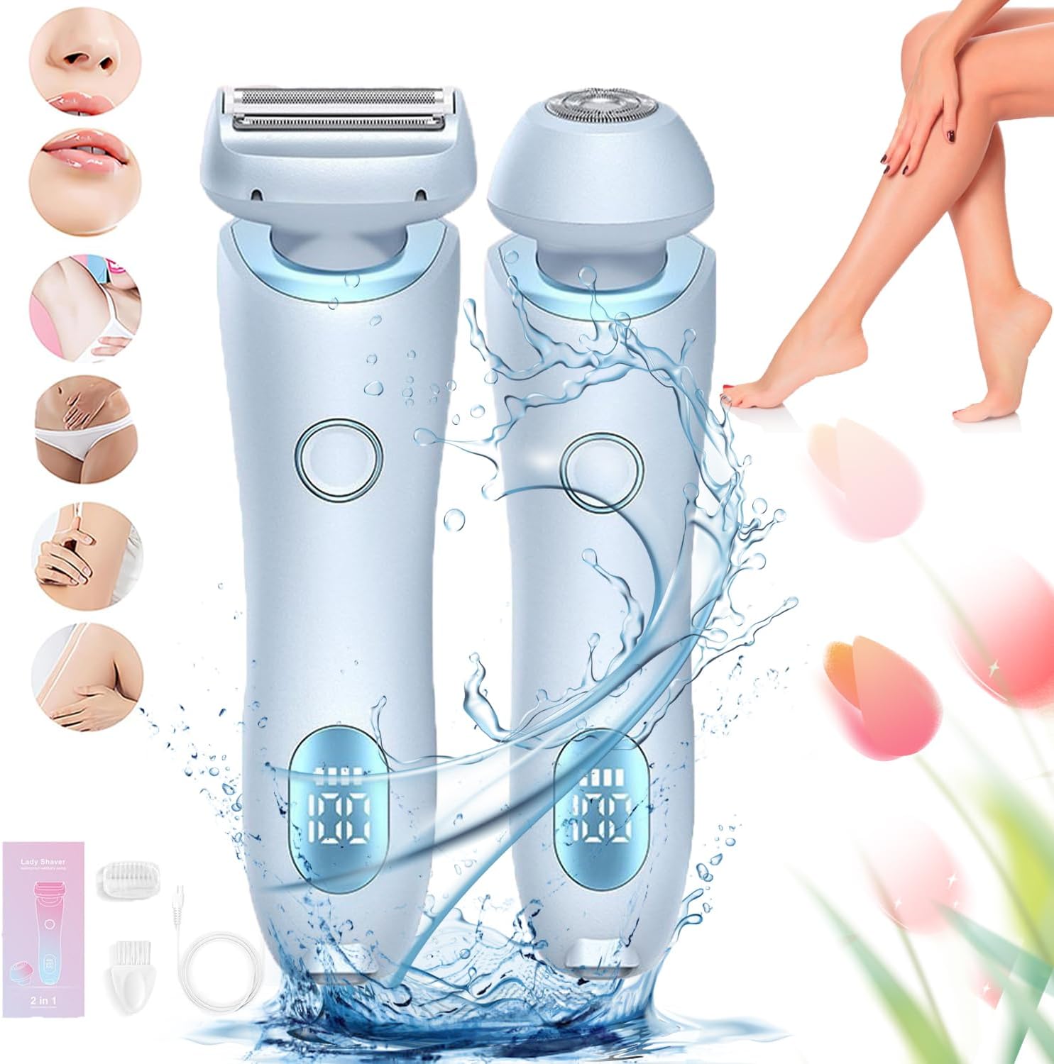 Beauty Bloom Electric Razor, Smoothshave Razor for Women, Smooth ShaveRazor, Omicove Goddess Shaver, Electric Shaver for Women,2 in 1 Wet Dry WaterproofRazor (Blue)