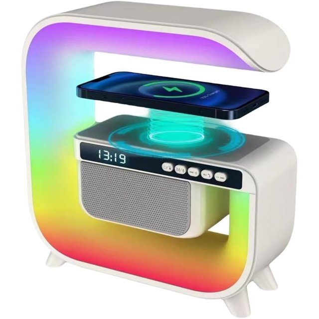 Bedside Table Lamp Bluetooth Speakers Ambient Lighting Night Light Support 15W Wireless Charging LED Desk Lamp for Bedroom Decor Family Friends Gifts