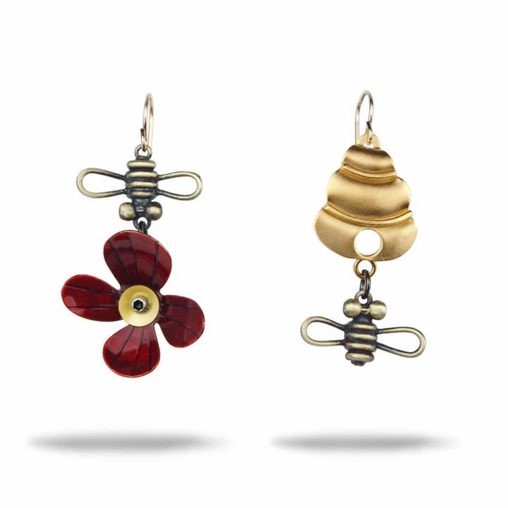Bee Line Earrings (Red) by Chickenscratch