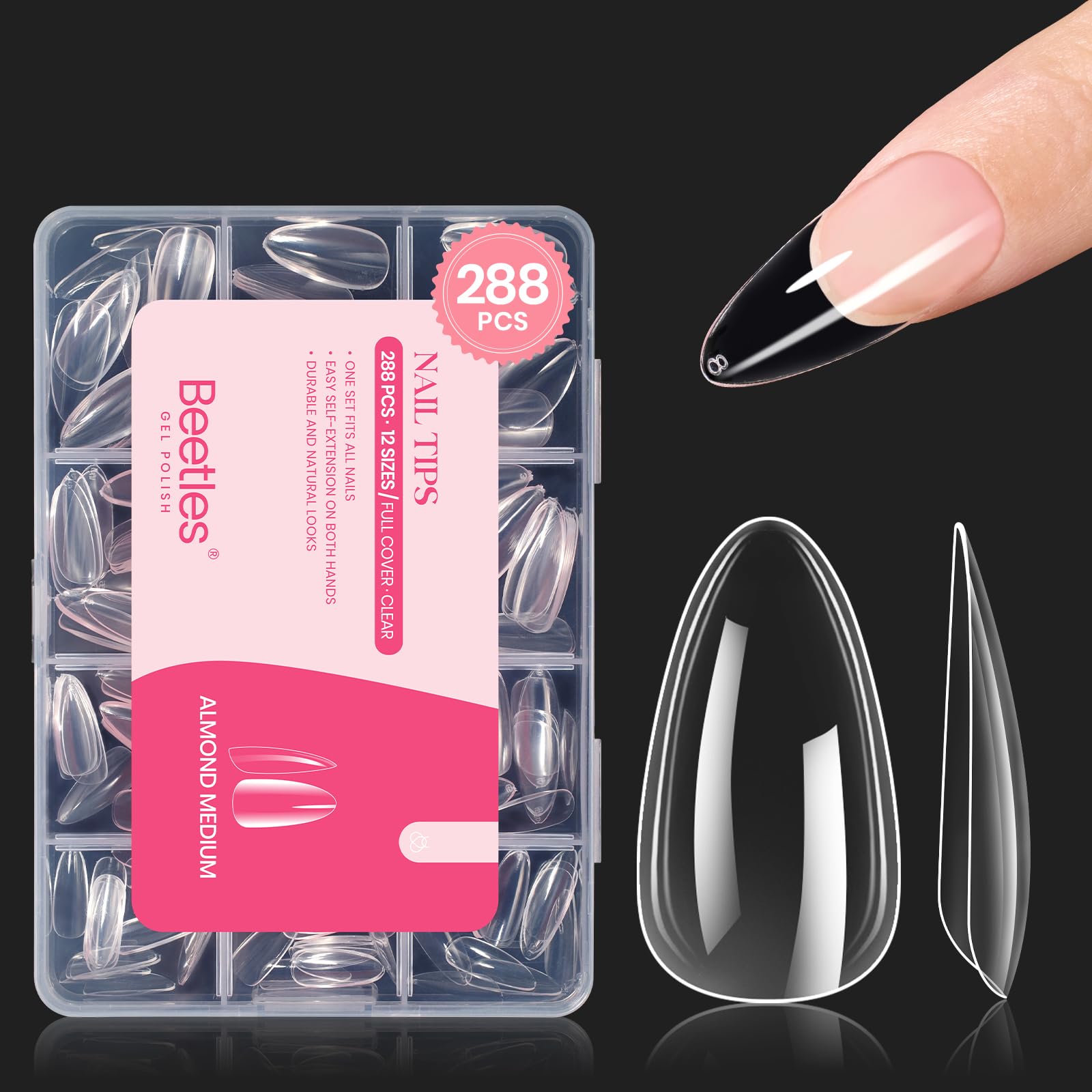 beetles Gel Polish 9 In 1 Gel Nail Glue for Clear Acrylic Nail Tips 2 Pcs 15ml Long Lasting Nail Gel Kit for False Nails Tips, Base Blooming Nail Gel, U V Light Required