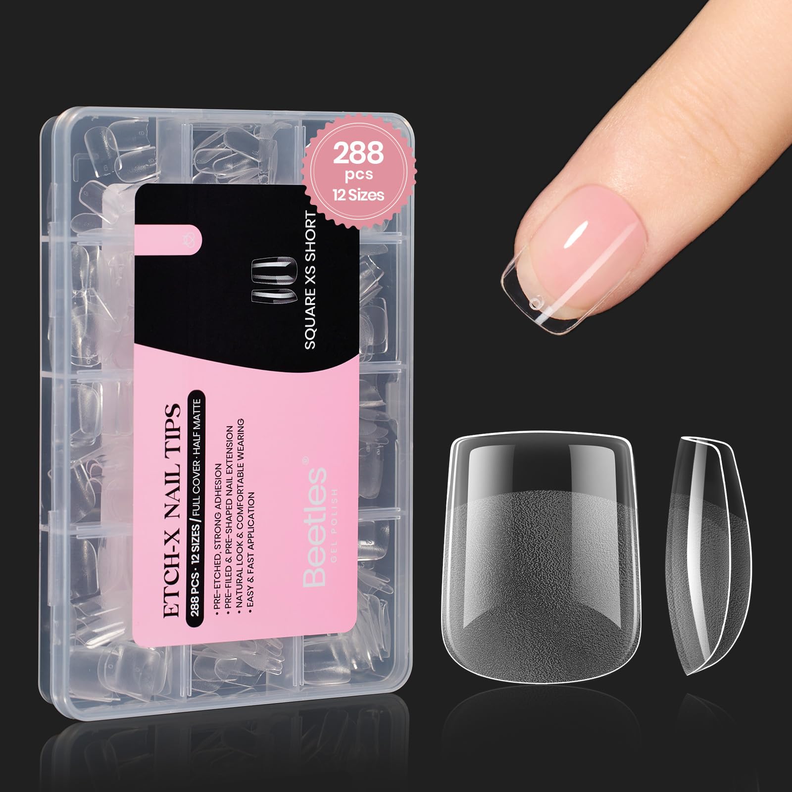 beetles Gel Polish 9 In 1 Gel Nail Glue for Clear Acrylic Nail Tips 2 Pcs 15ml Long Lasting Nail Gel Kit for False Nails Tips, Base Blooming Nail Gel, U V Light Required