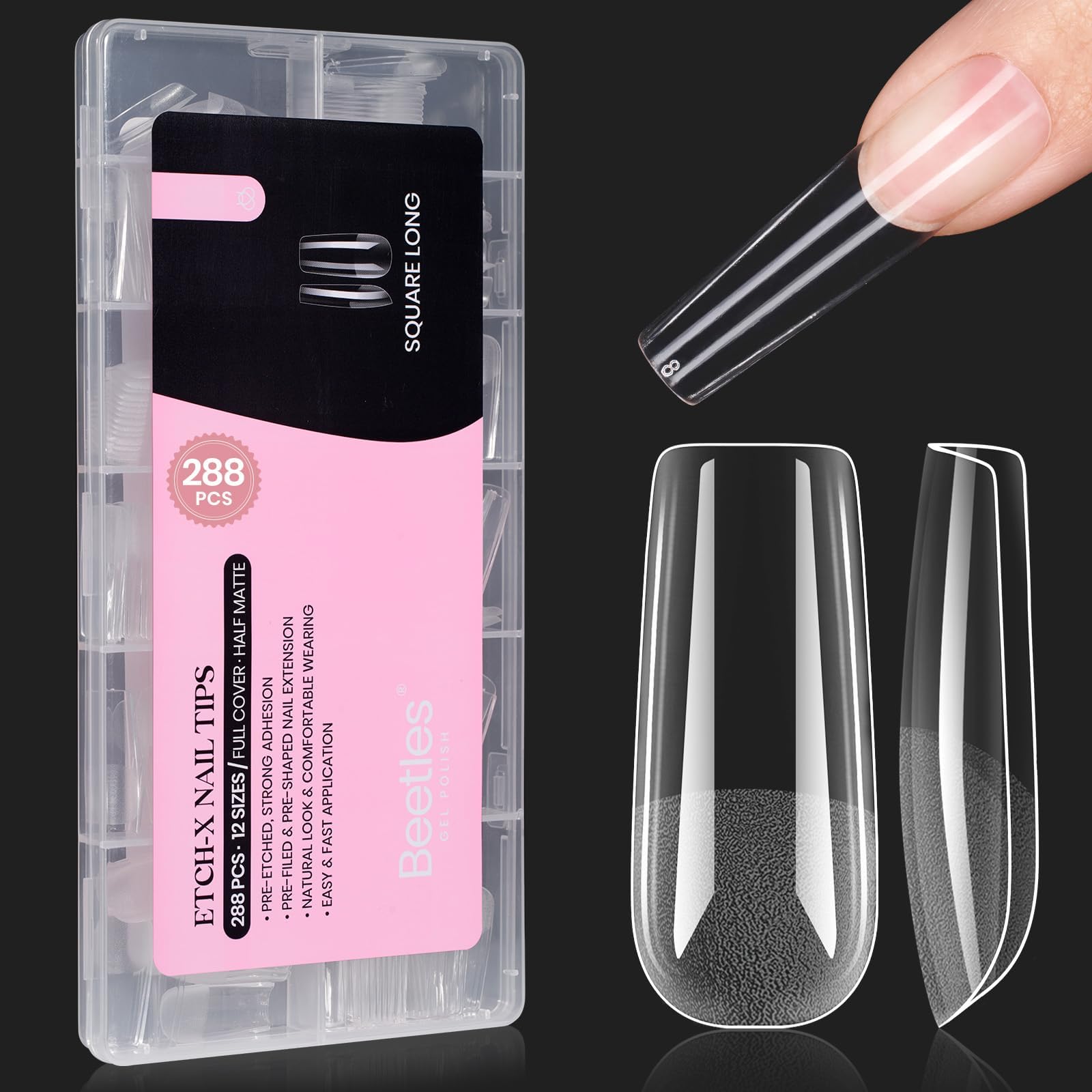 beetles Gel Polish 9 In 1 Gel Nail Glue for Clear Acrylic Nail Tips 2 Pcs 15ml Long Lasting Nail Gel Kit for False Nails Tips, Base Blooming Nail Gel, U V Light Required