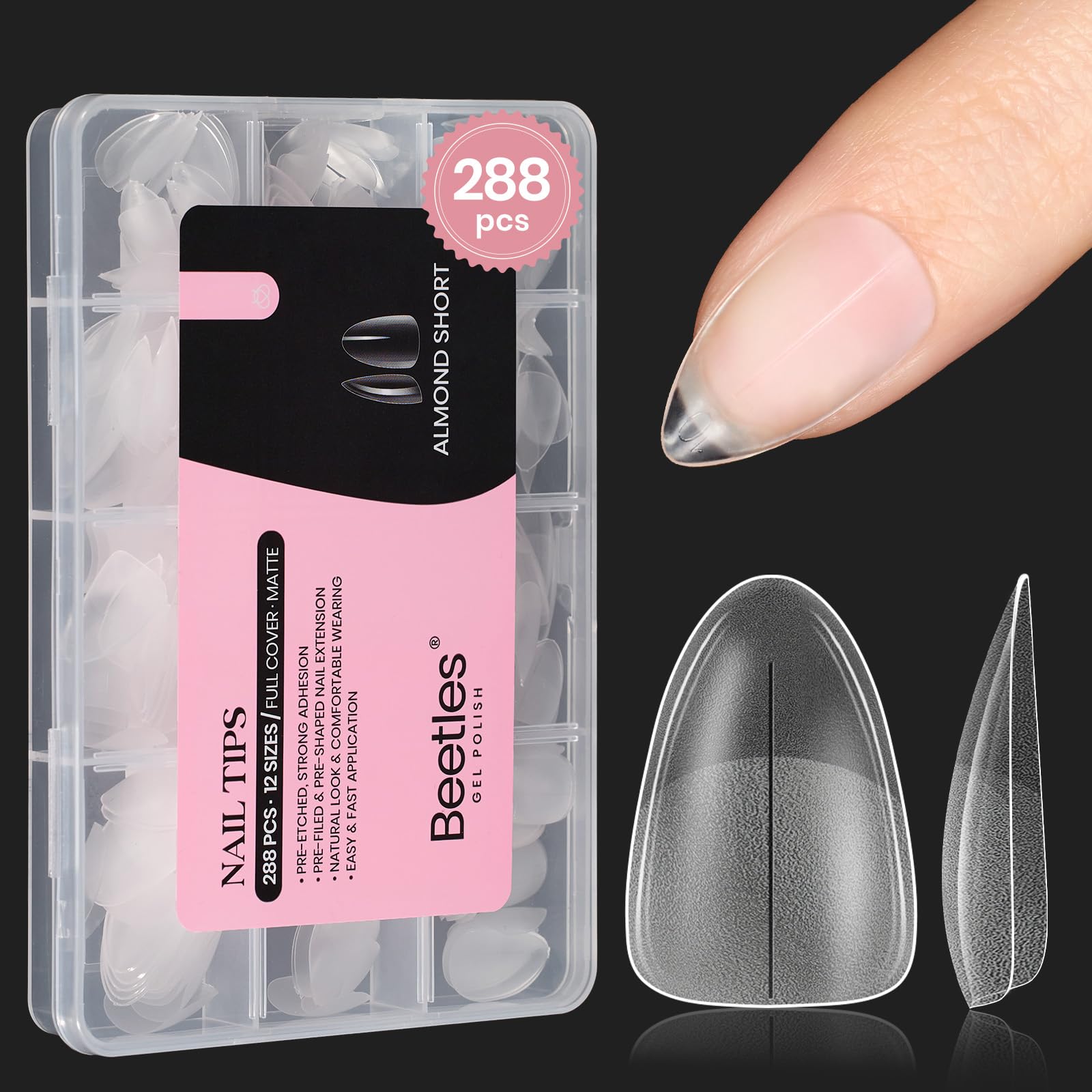 beetles Gel Polish 9 In 1 Gel Nail Glue for Clear Acrylic Nail Tips 2 Pcs 15ml Long Lasting Nail Gel Kit for False Nails Tips, Base Blooming Nail Gel, U V Light Required