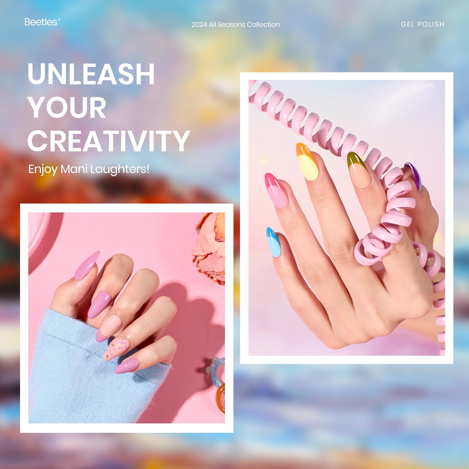 beetles Gel Polish Set Fall Gel Nail Polish Kit 36 Pcs 32 Colors with Base Top Coat Burgundy Red Blue Purple Hot Pink Green Black White Uv LED Lamp Nails Gifts for Women Fingertip Palette