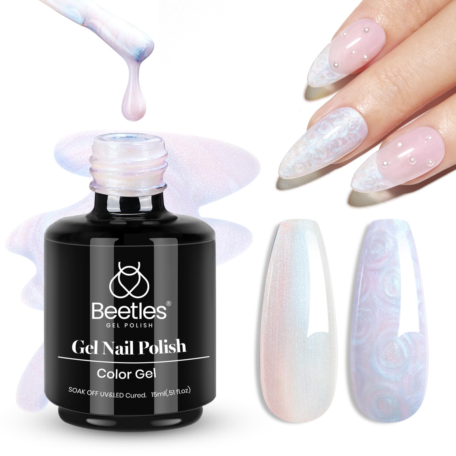 Beetles White Gel Nail Polish,15ml Summer Soak Off UV Gel Polish French Nail Art Manicure Salon DIY Design at Home Gift for Woman